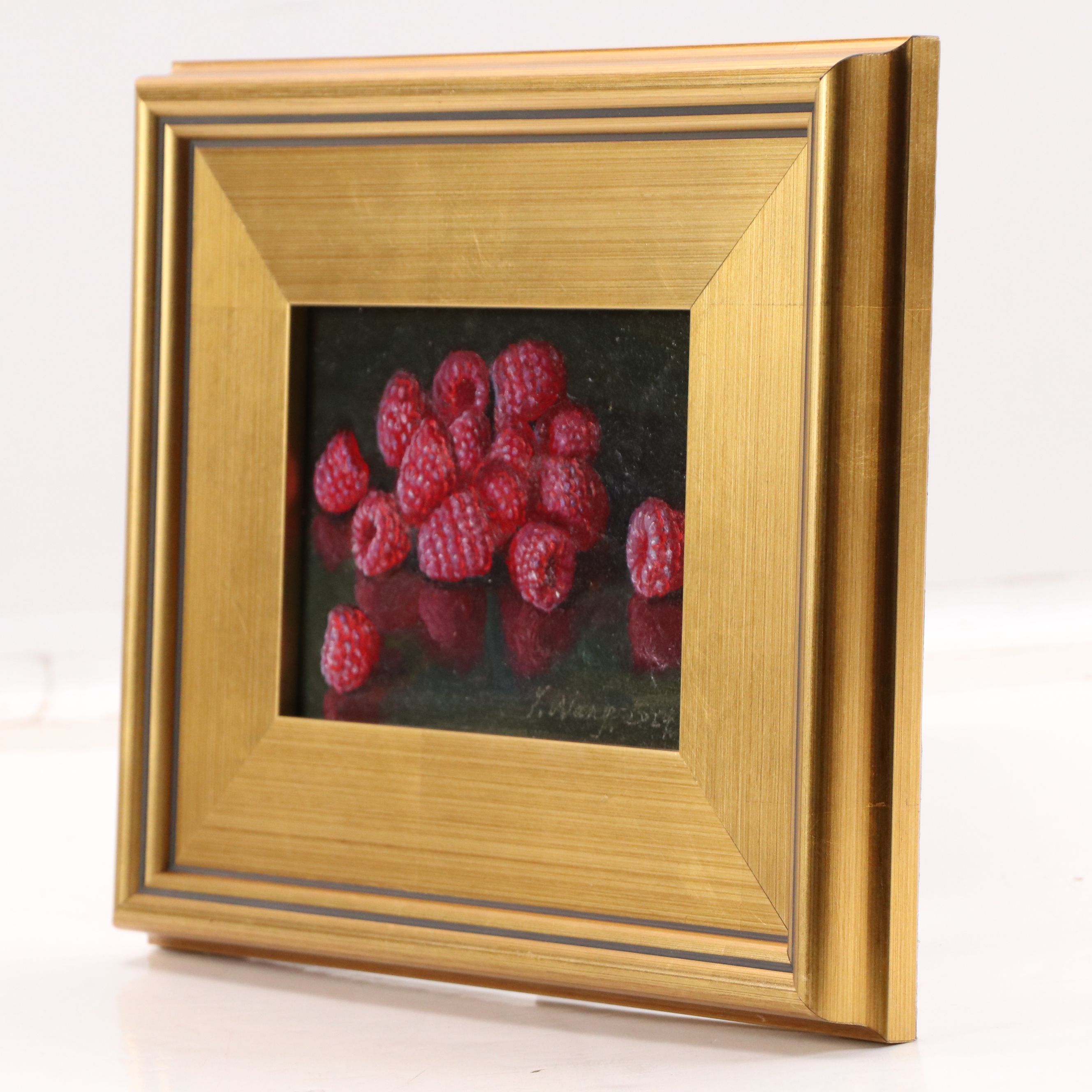 Y. Wang Still Life Oil Painting of Raspberries, 2024