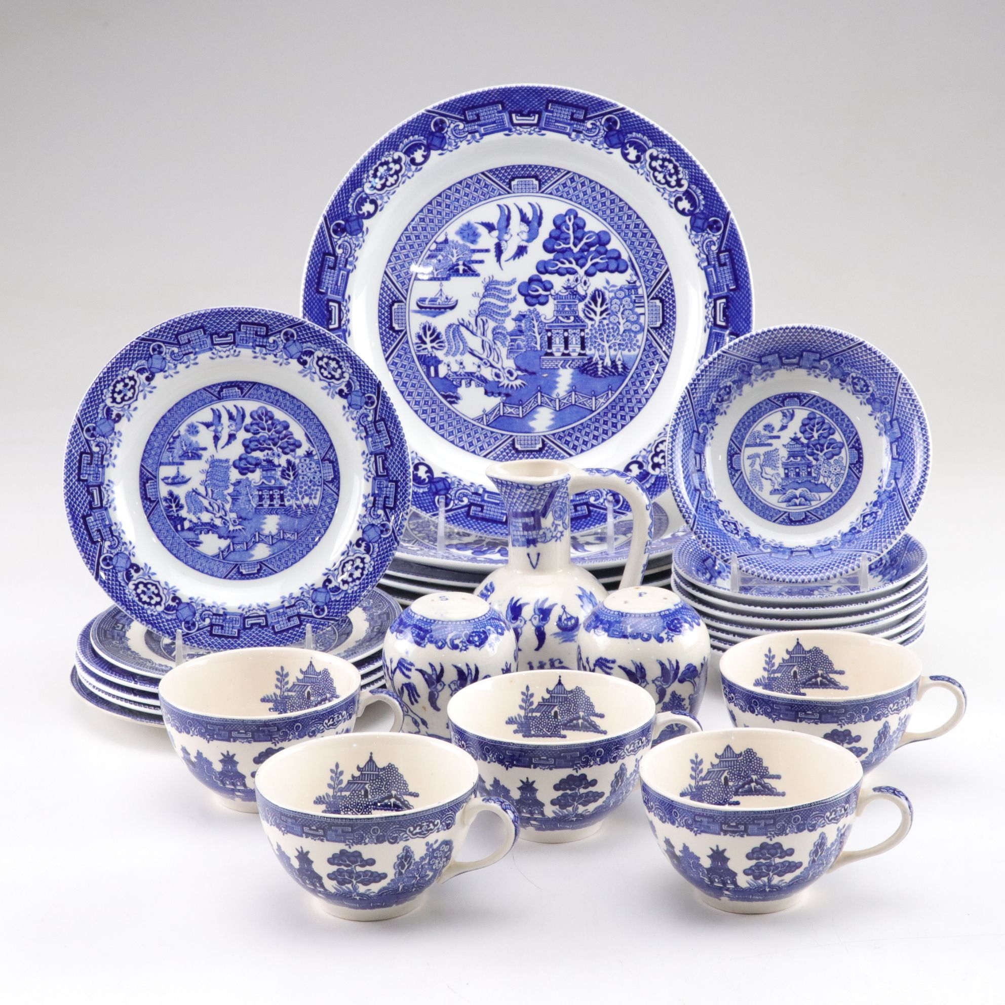 Woods & Sons and W. Ridgeway "Blue Willow" Porcelain Dinnerware