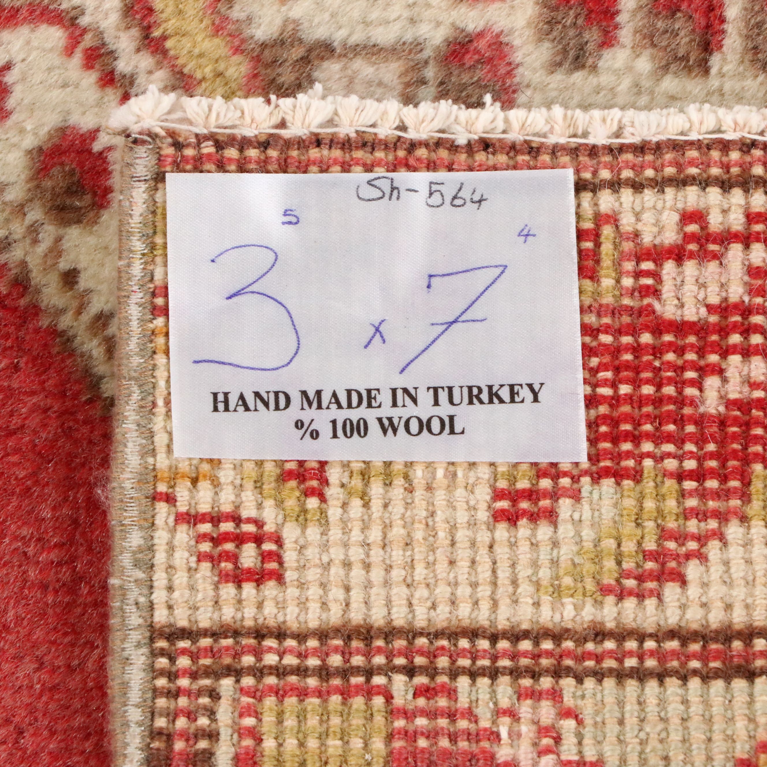 3'7 x 7'6 Hand-Knotted Turkish Anatolian Area Rug