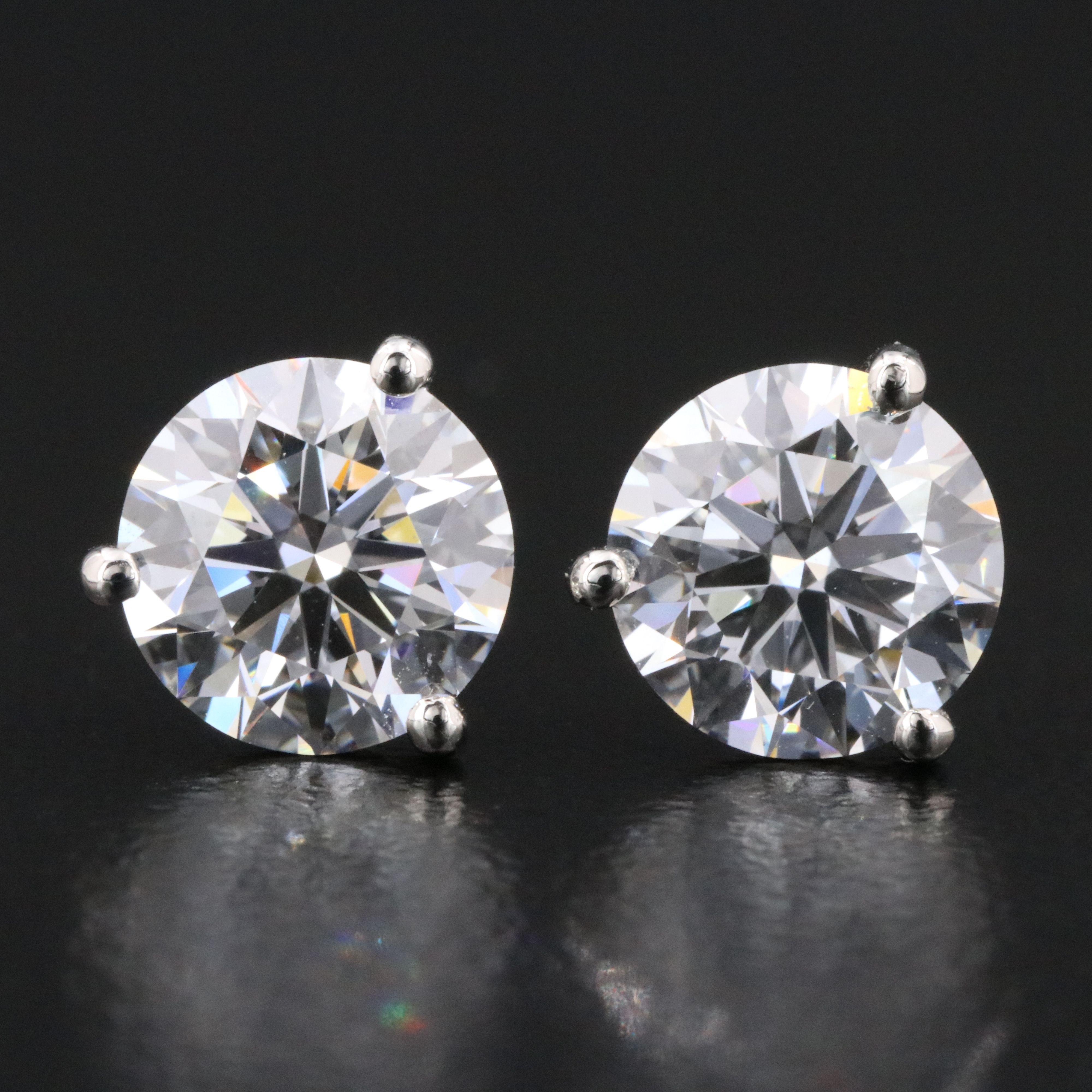 Platinum 3.06 CTW Lab Grown Stud Earrings with IGI Reports