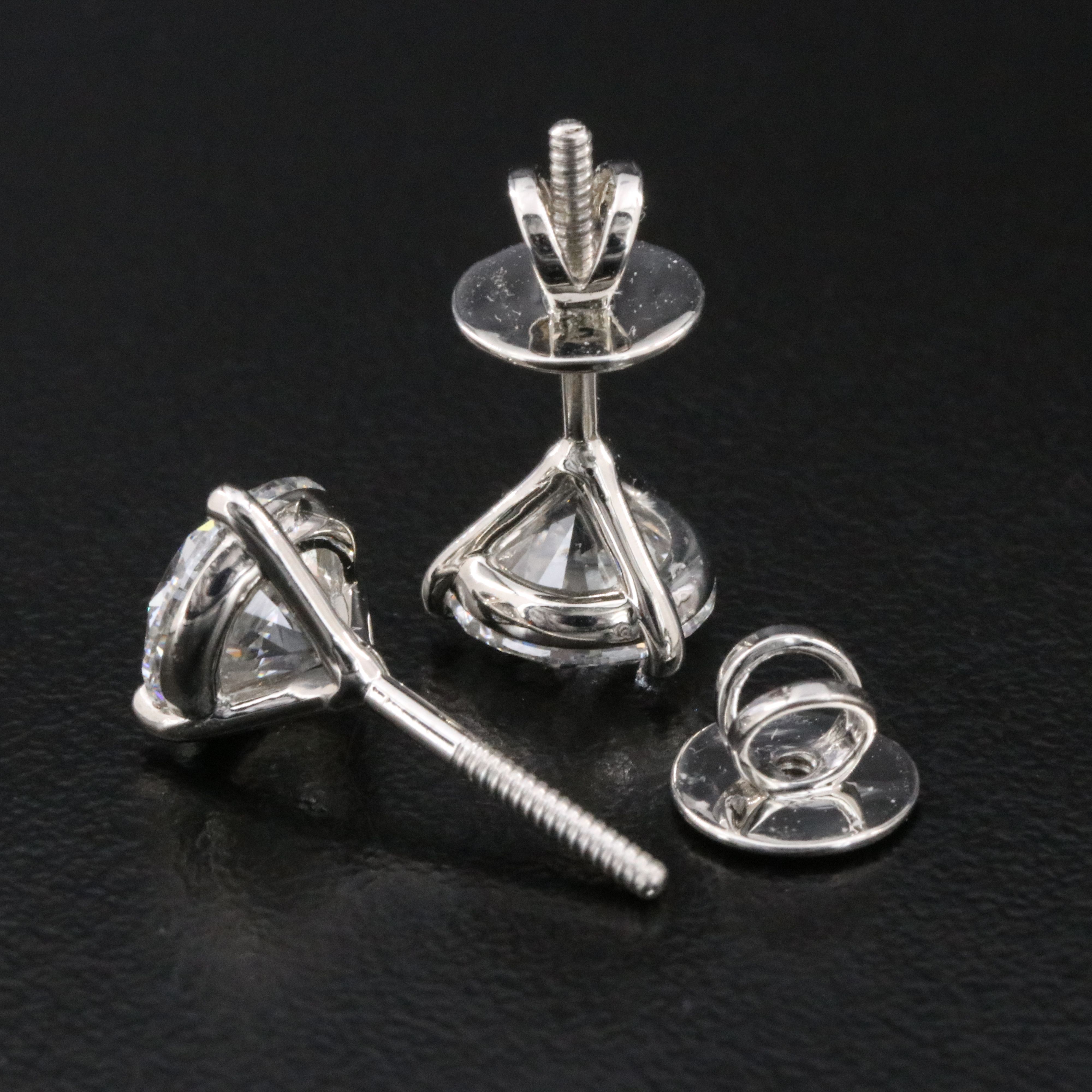 Platinum 3.06 CTW Lab Grown Stud Earrings with IGI Reports