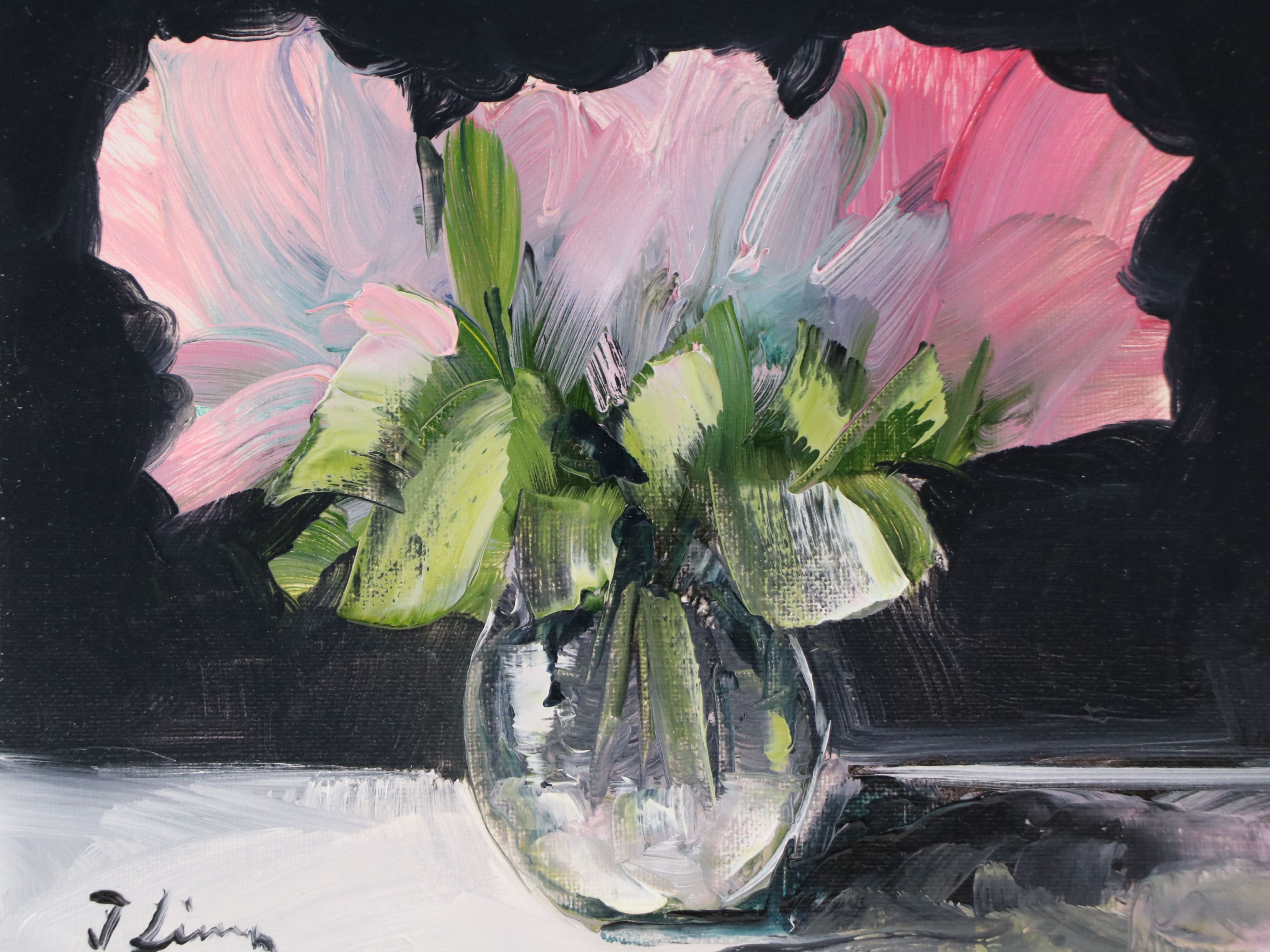 José M. Lima Oil on Canvas Still Life with Vase of Flowers, 2025