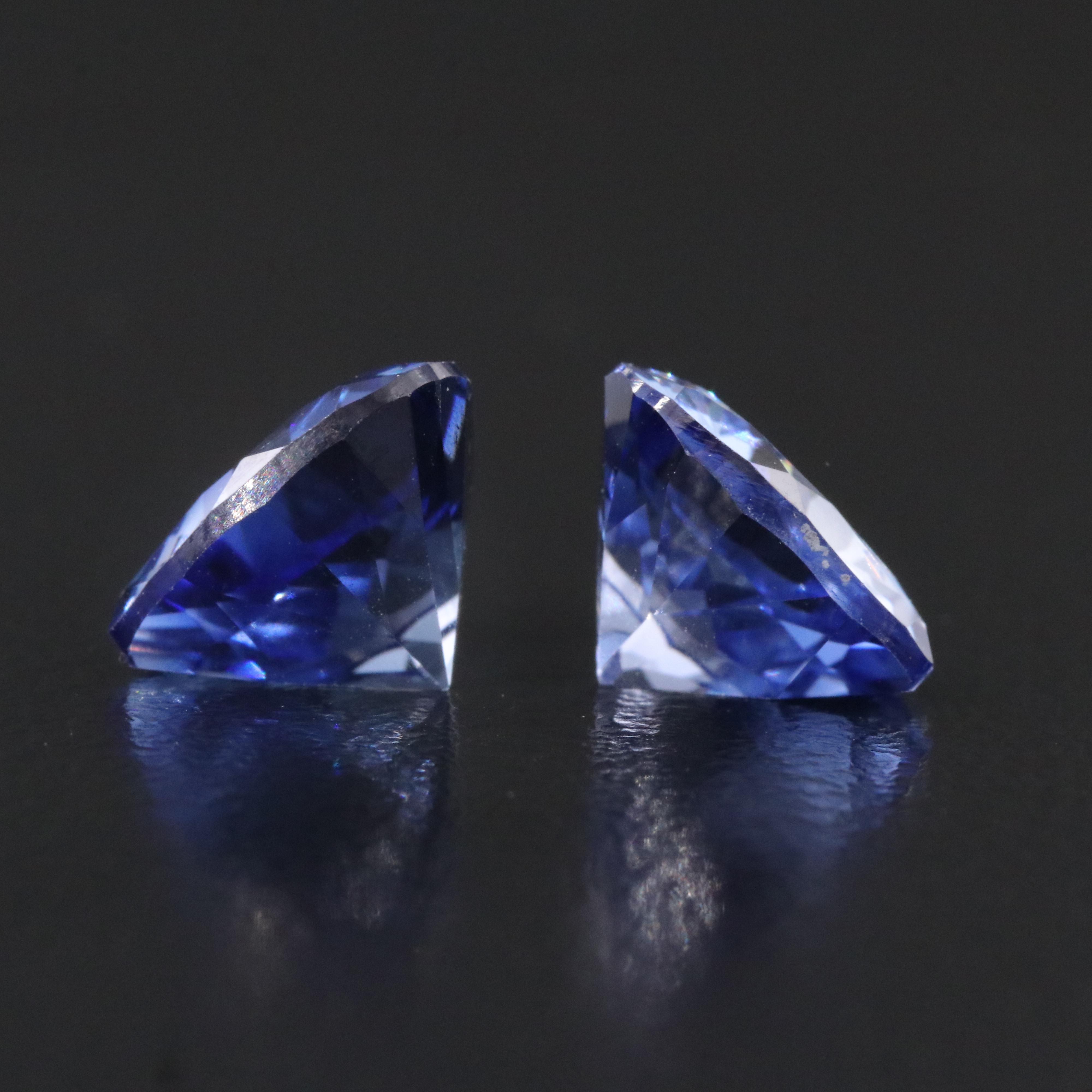 Loose 6.78 CTW Lab Grown Sapphire Pair