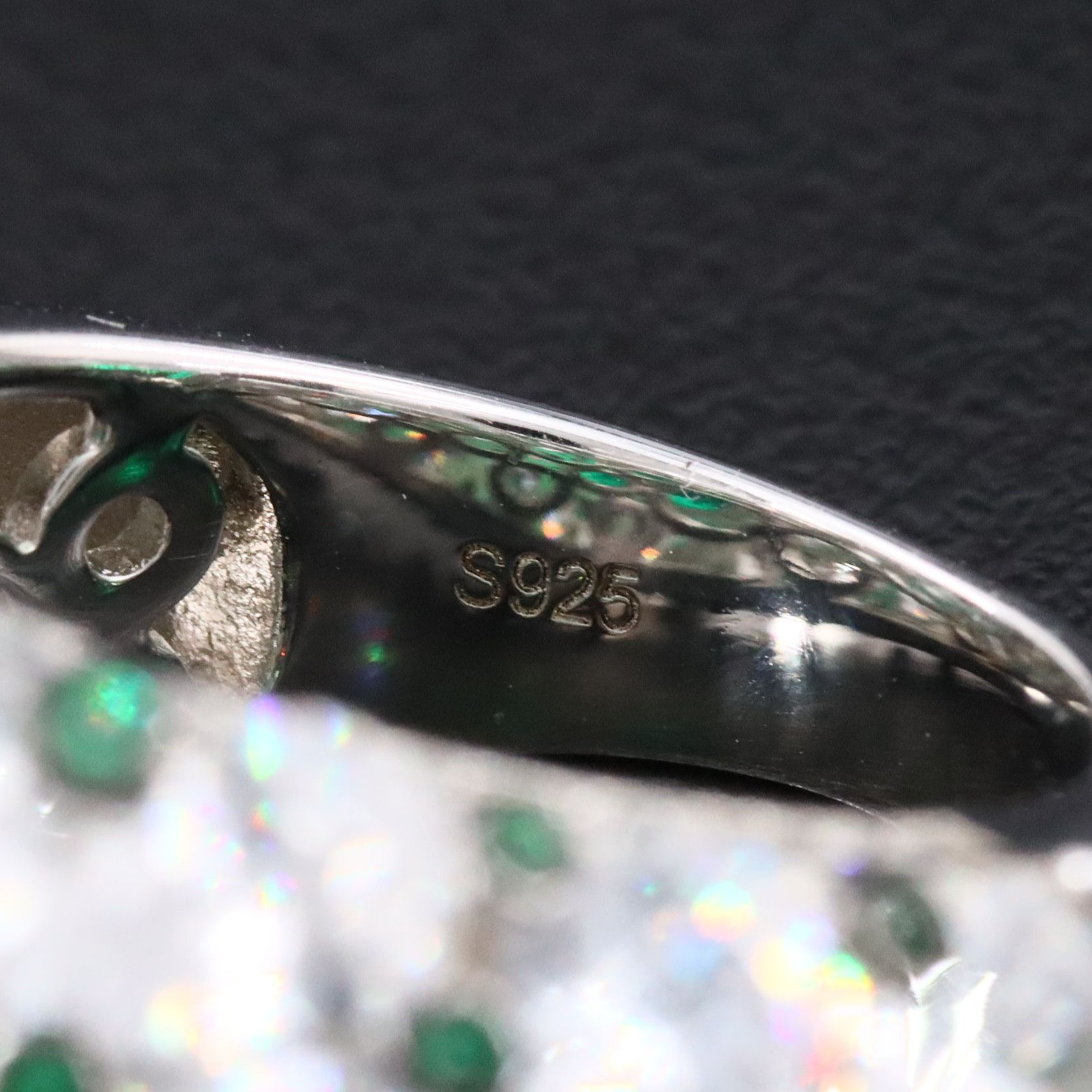 Sterling Quartz Triplet and CZ Bombas Ring