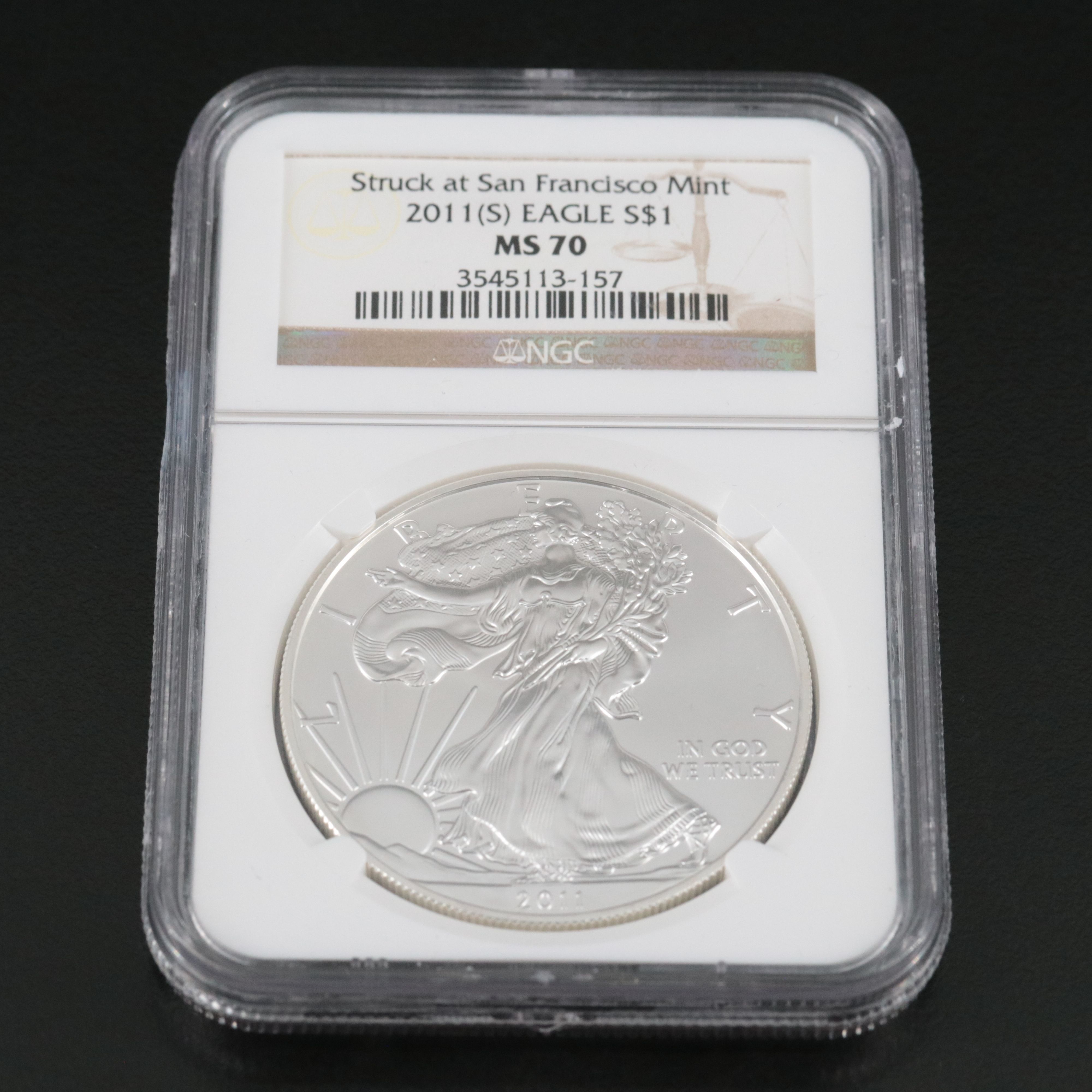 NGC Graded MS70 2011(S) $1 U.S. Silver Eagle