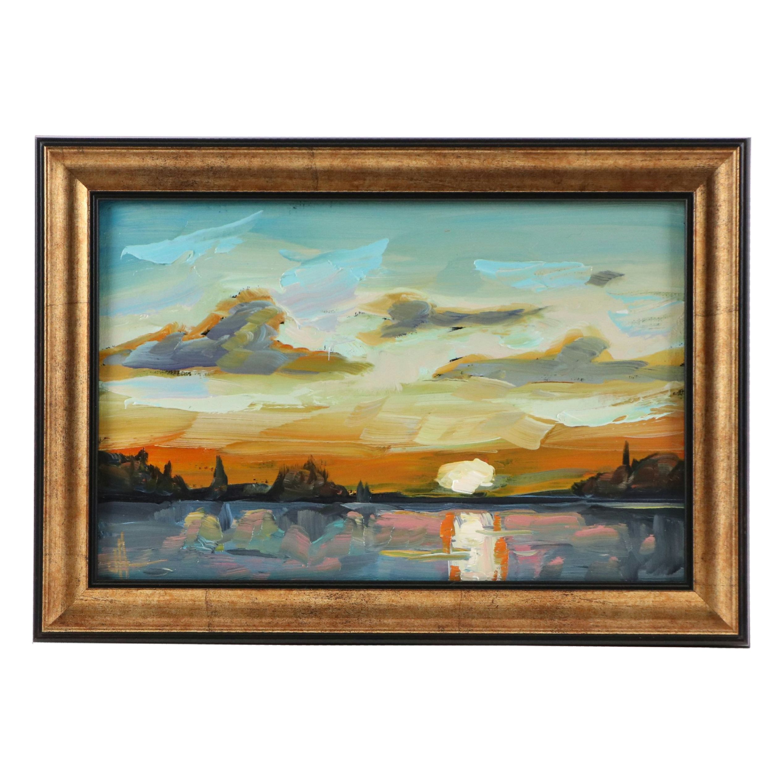 William Hawkins Oil Painting of Sunset, 21st Century
