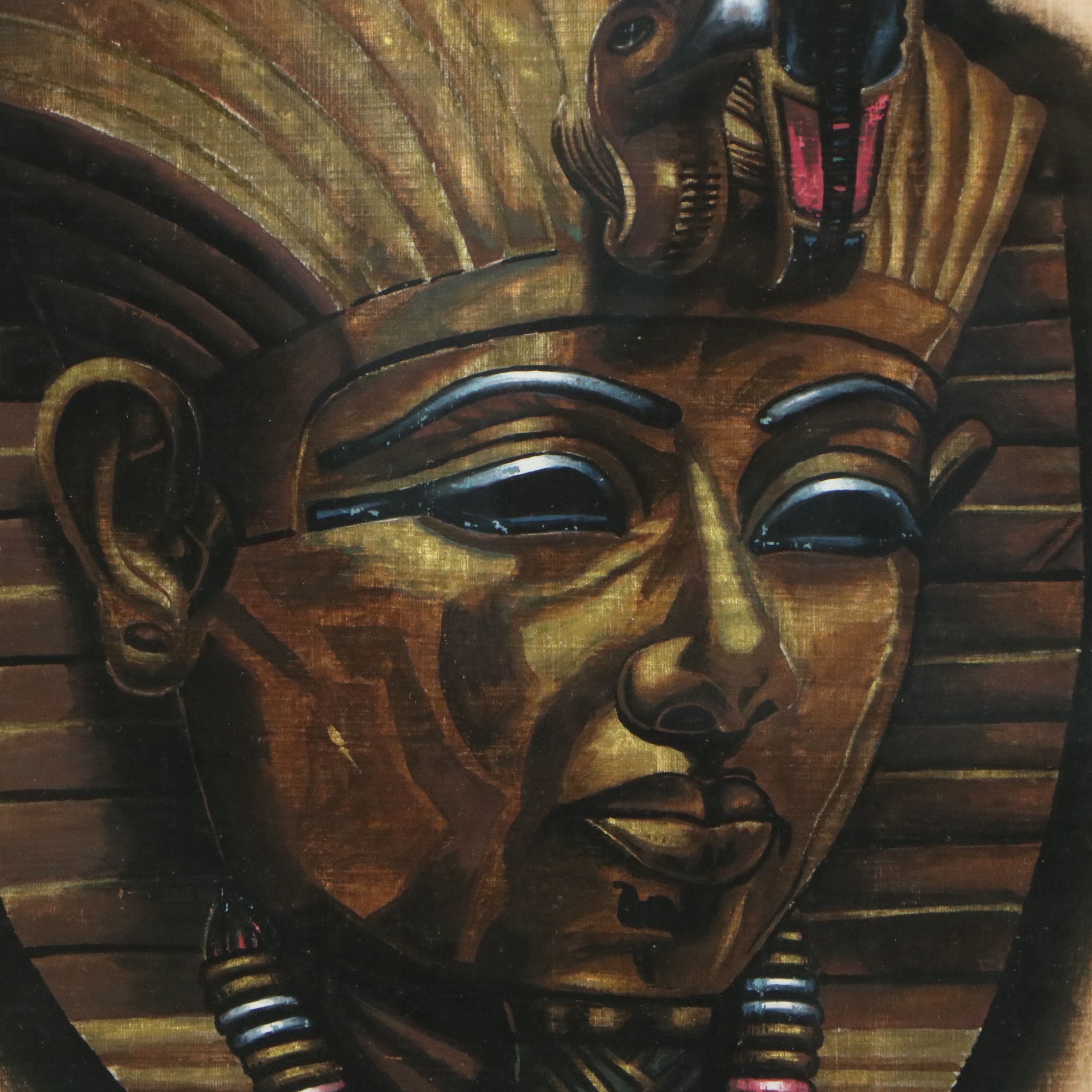 Mohamed Iaman Oil Painting of King Tut on Papyrus