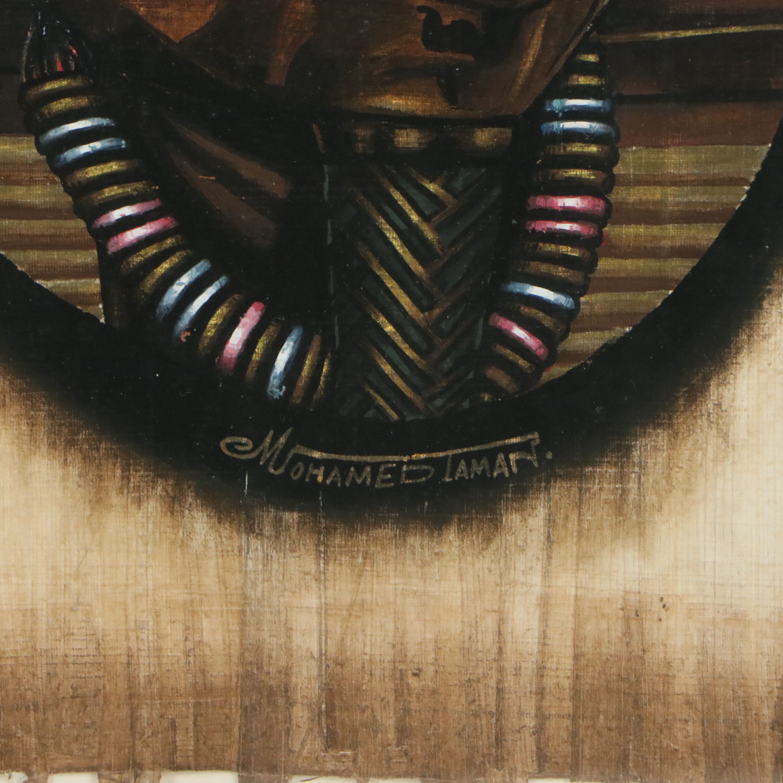 Mohamed Iaman Oil Painting of King Tut on Papyrus