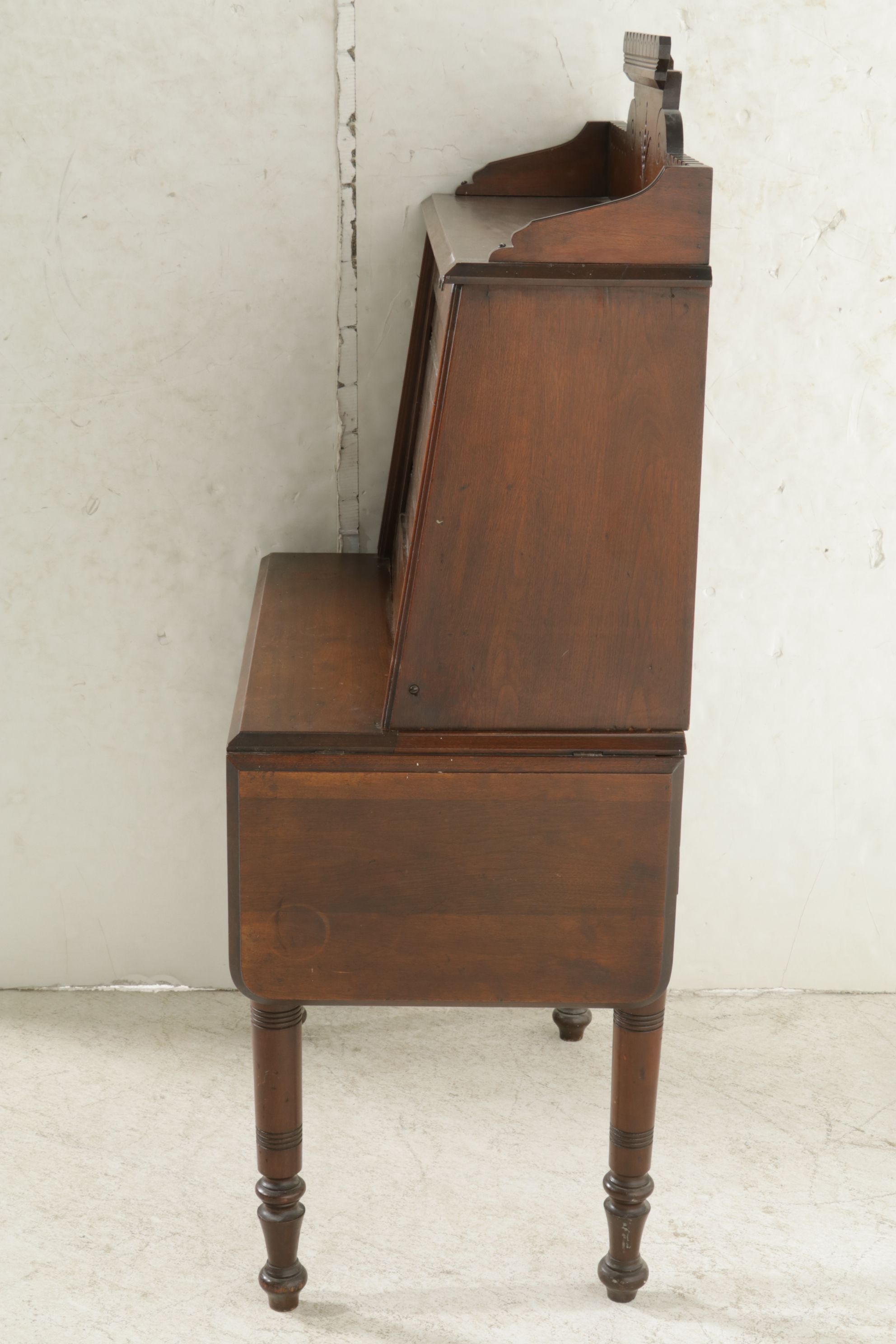 Eastlake Walnut Fall Front Secretary Desk with Drop Leaf Extensions and Chair