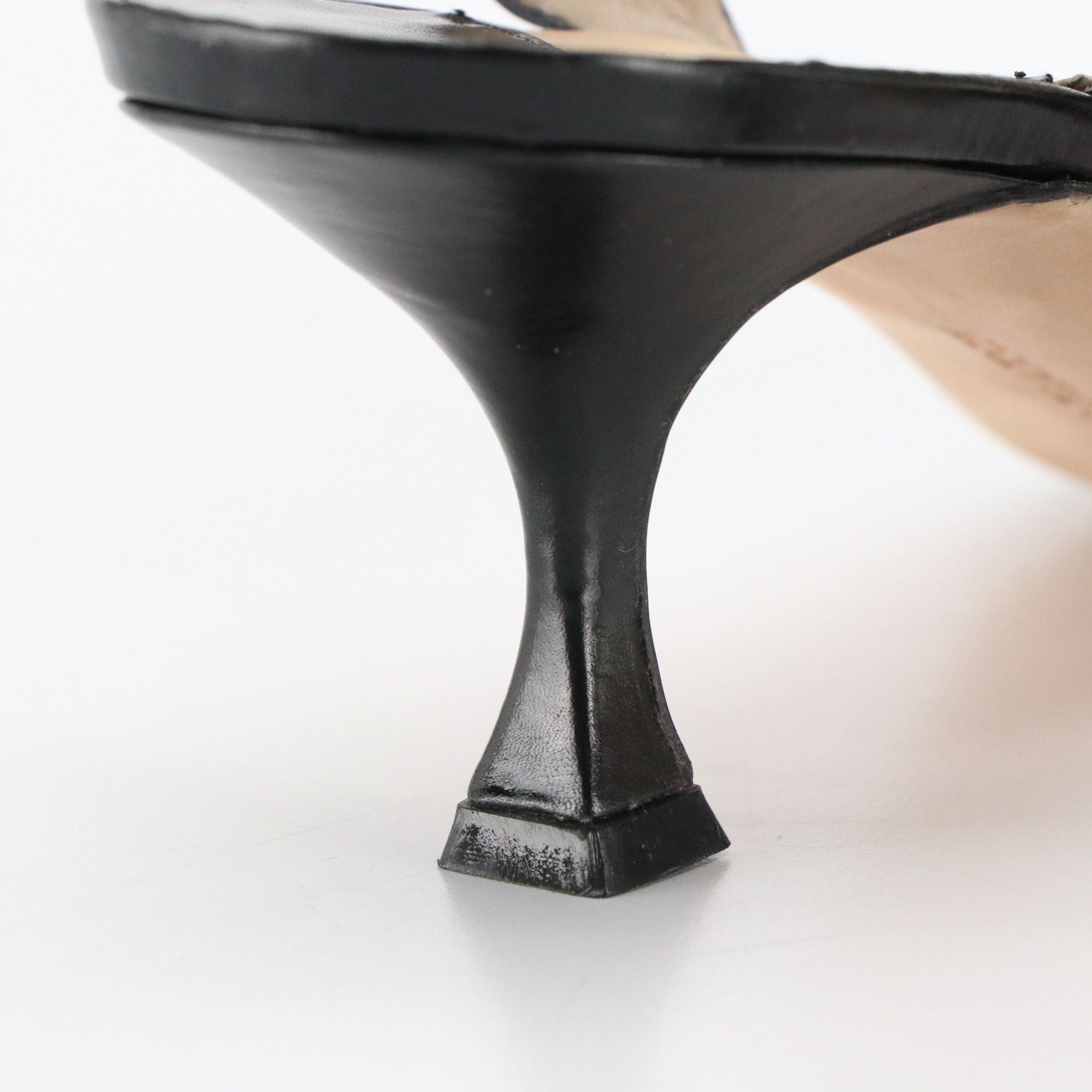 Manolo Blahnik Black Leather Pointy Toe Slingbacks