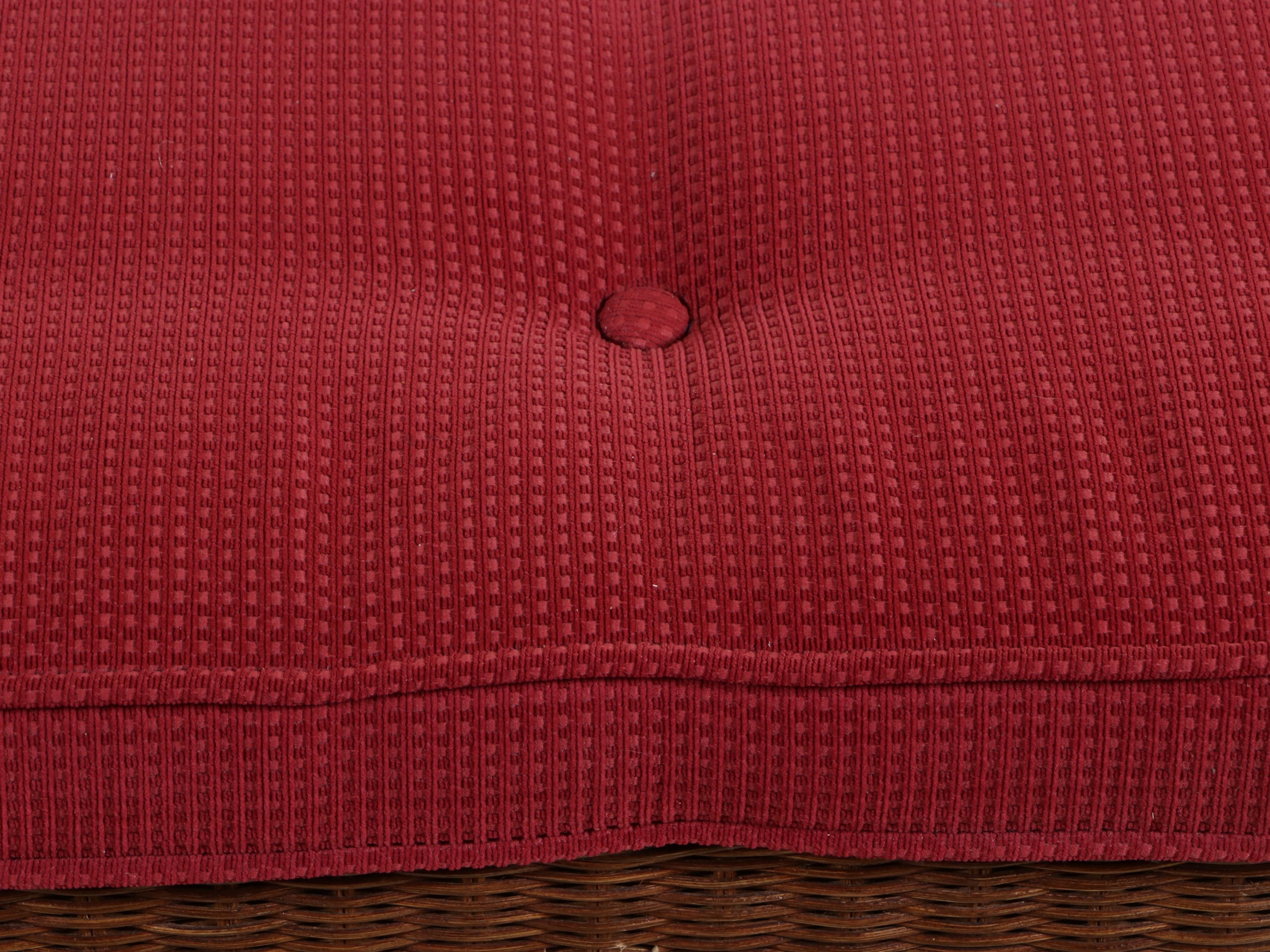 Wicker and Wood Window Bench with Rolled Arms, 21st Century Bench