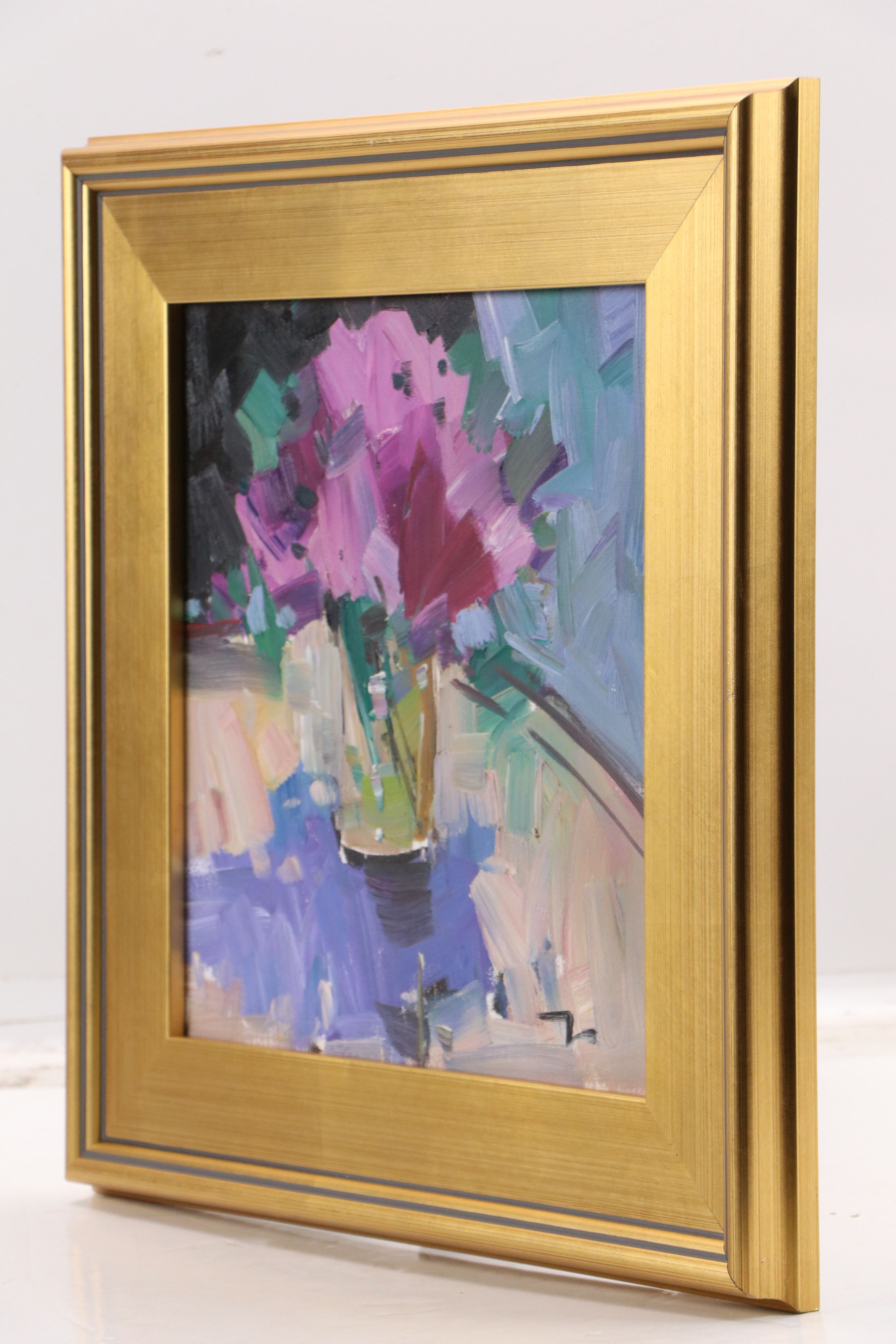 Jose Trujillo Oil Painting on Canvas "Floral Table Arrangement," 2019