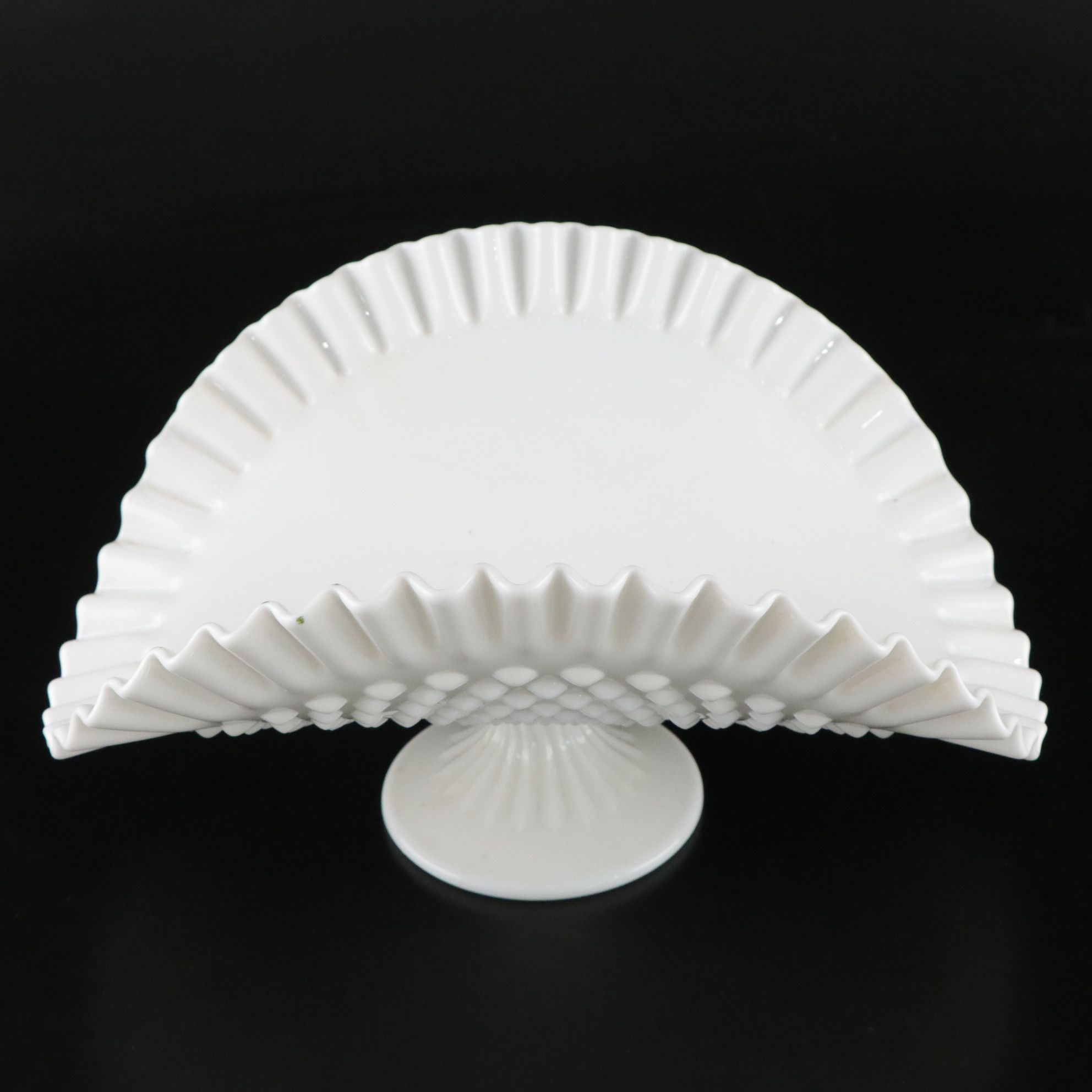 Milk Glass with Fenton Hobnail Banana Bowl and Westmorland Candlesticks