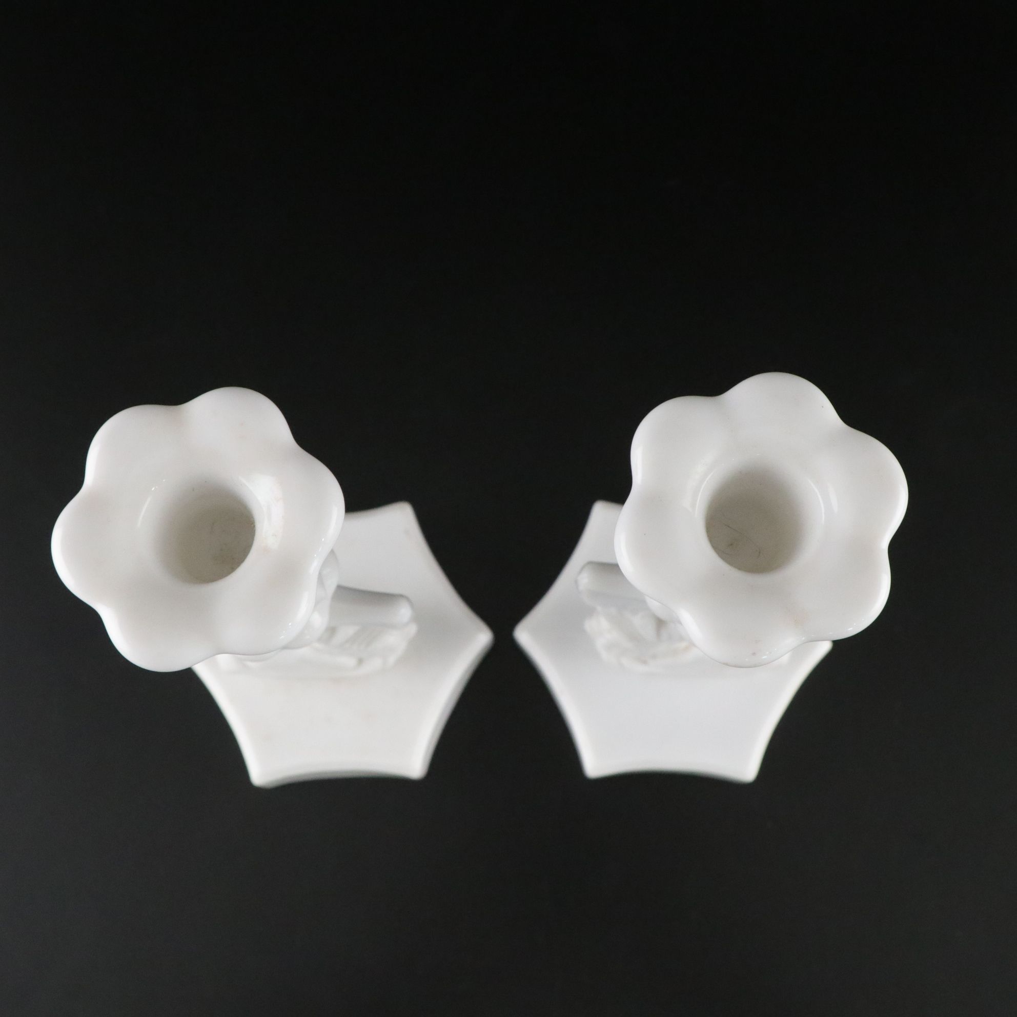 Milk Glass with Fenton Hobnail Banana Bowl and Westmorland Candlesticks