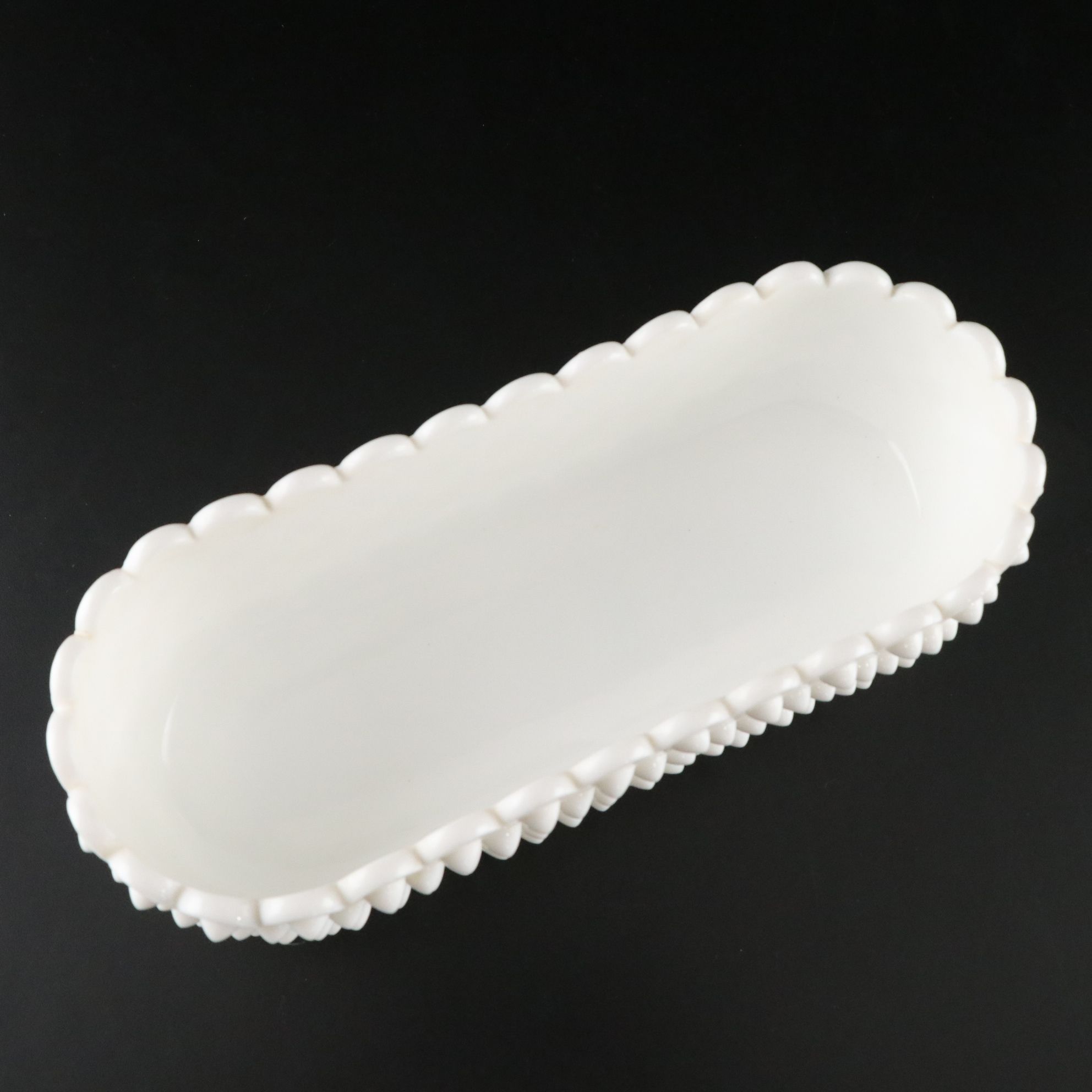 Milk Glass with Fenton Hobnail Banana Bowl and Westmorland Candlesticks