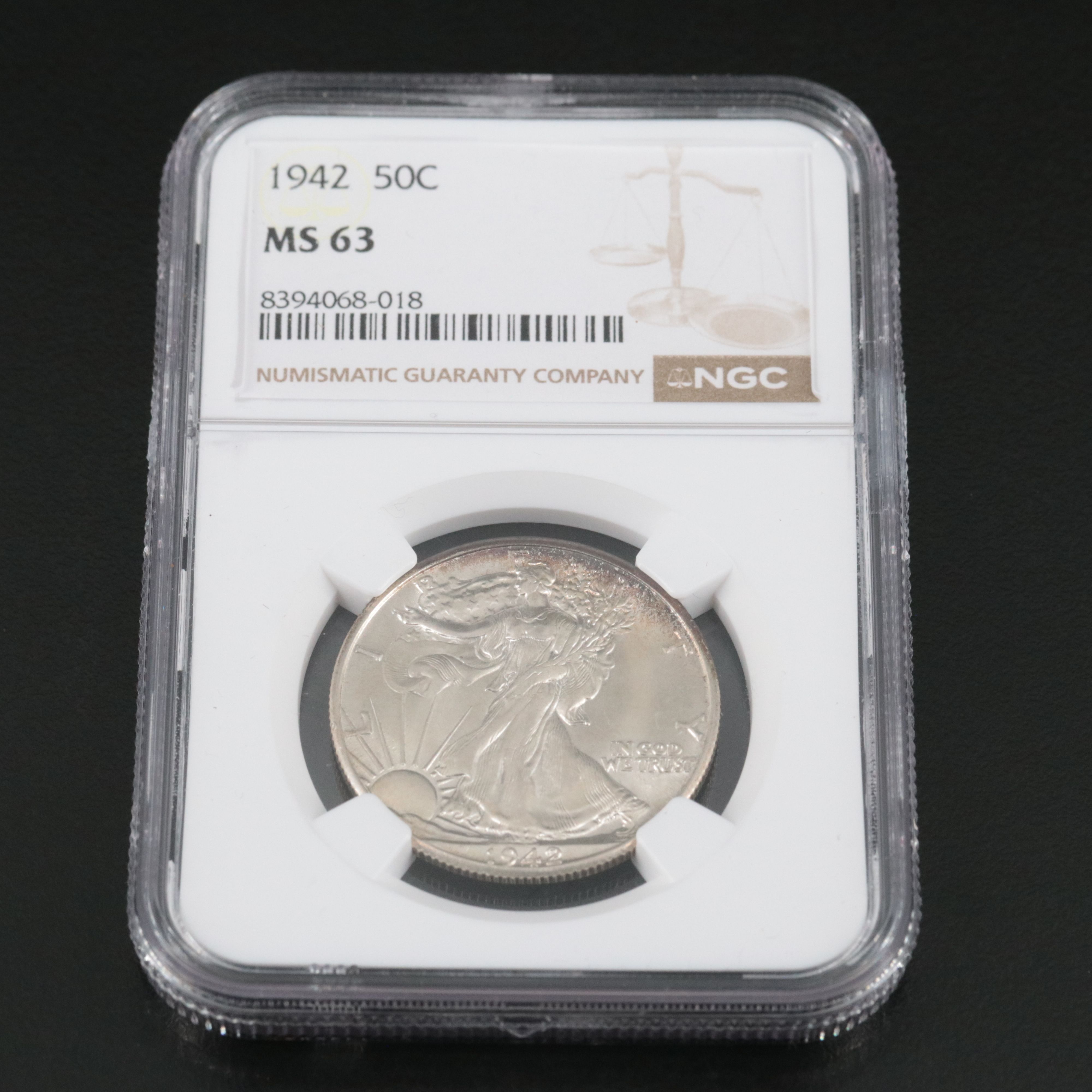 NGC Graded MS63 1942 Walking Liberty Silver Half Dollar