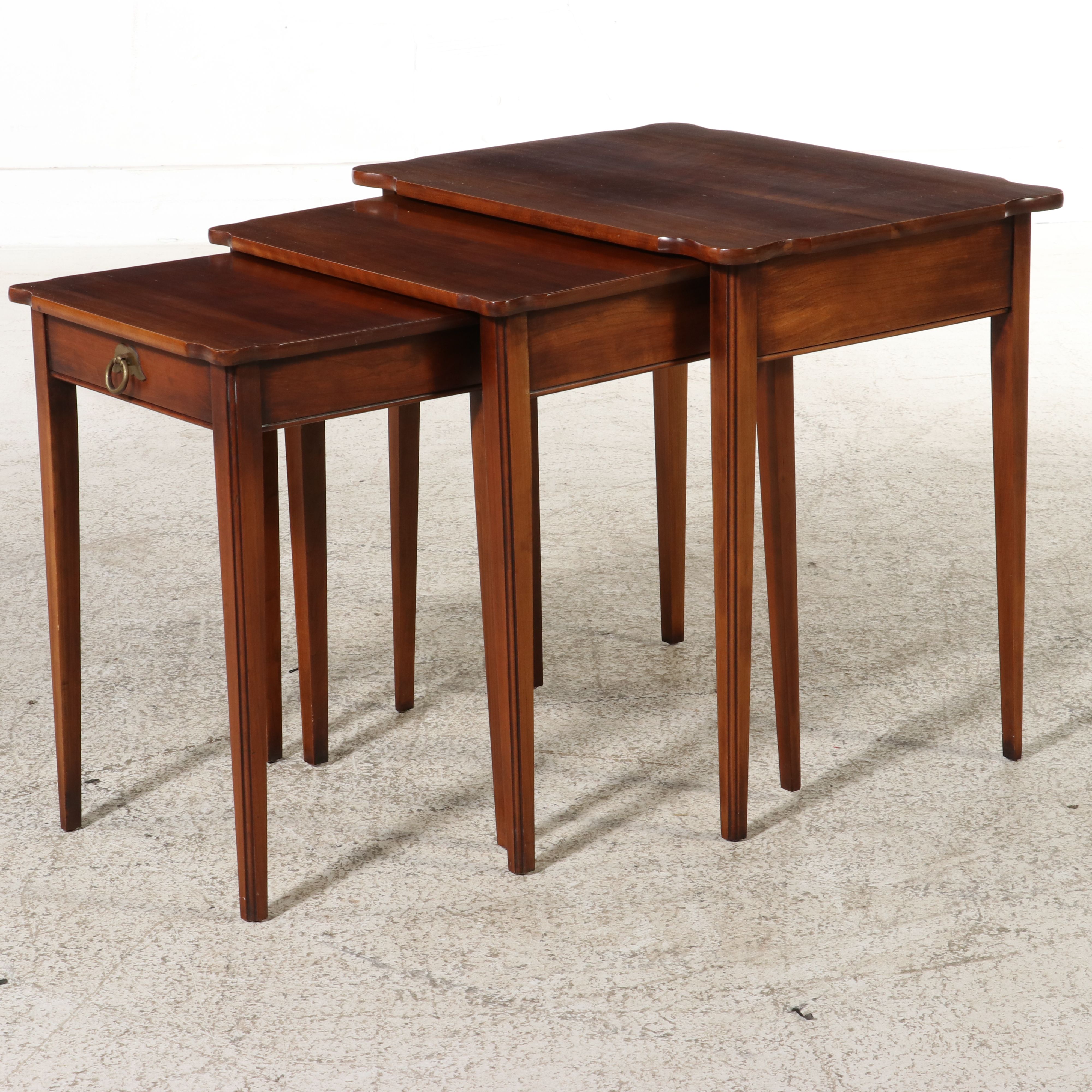 Hepplewhite Revival Cherry Nesting Tables, 20th Century