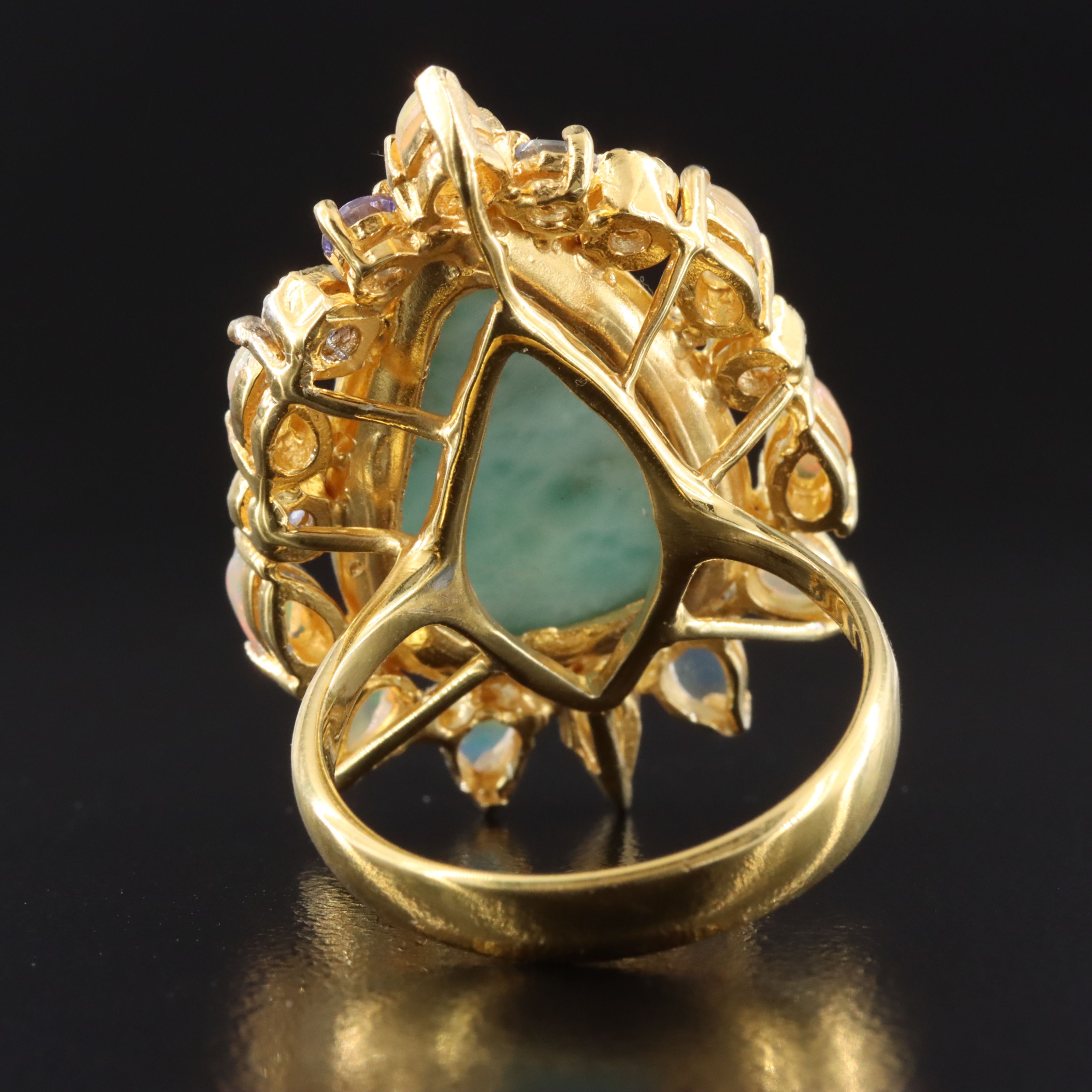 Sterling Larimar, Opal, and Tanzanite Ring