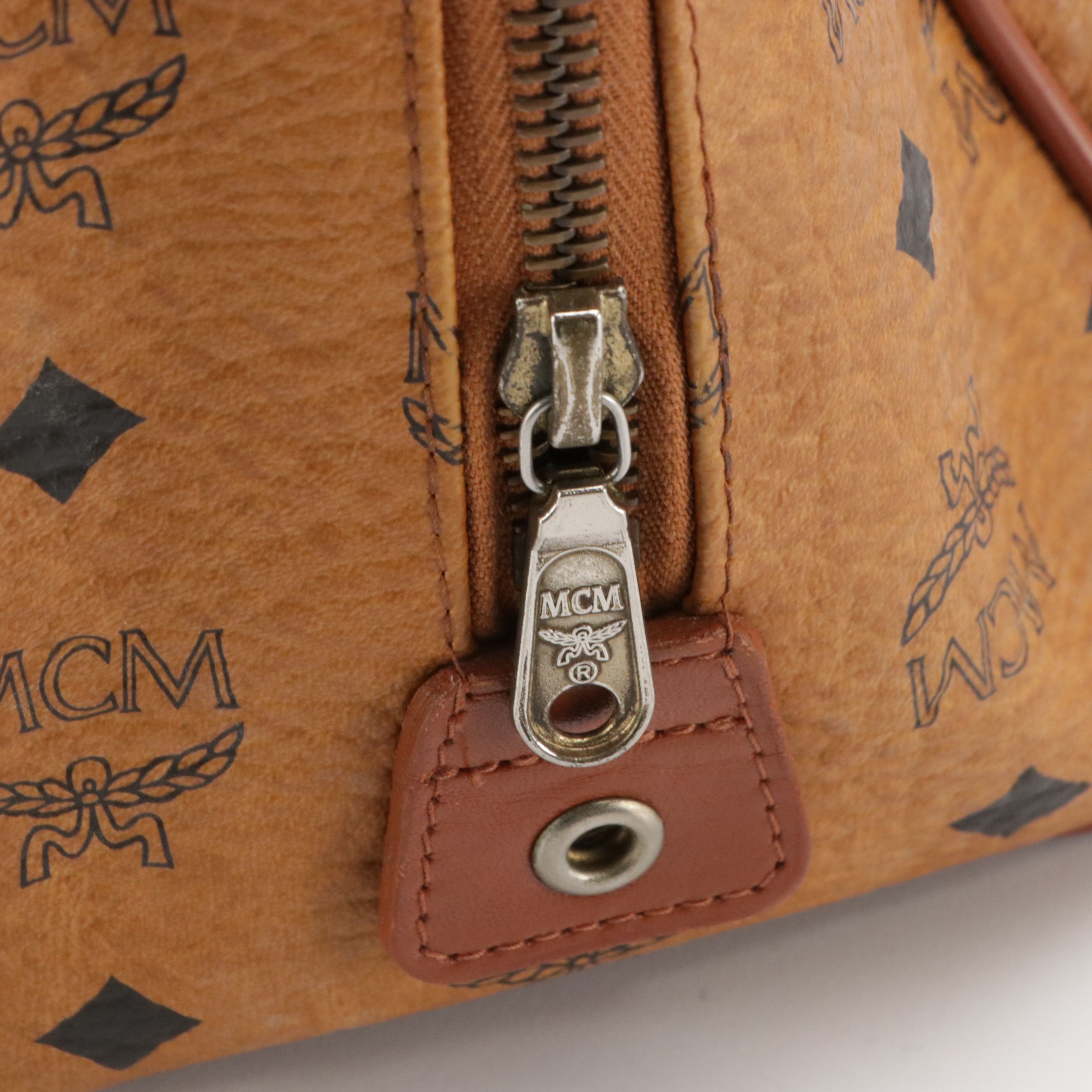 MCM Two-Way Bag in Cognac Visetos Canvas with Leather Trim