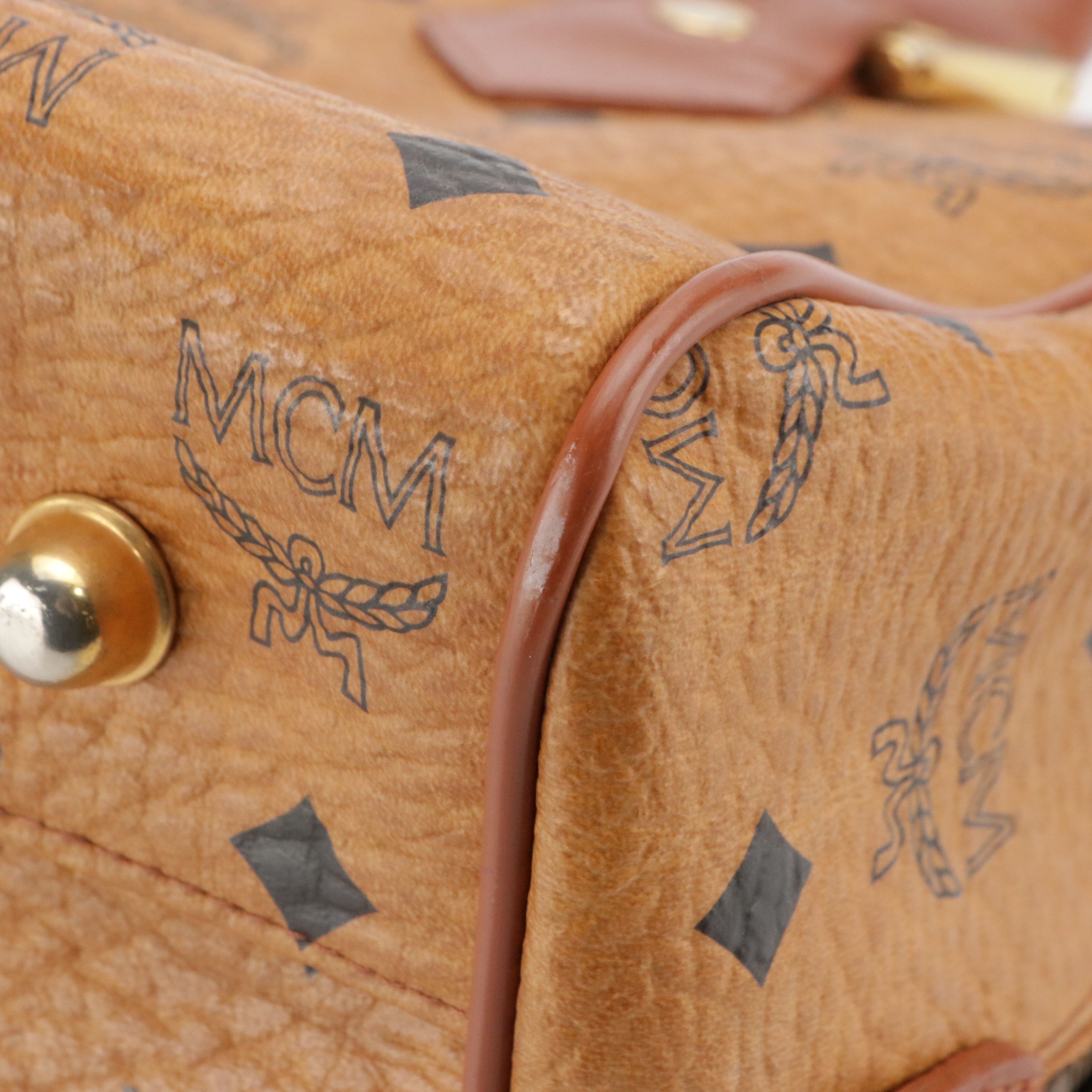 MCM Two-Way Bag in Cognac Visetos Canvas with Leather Trim