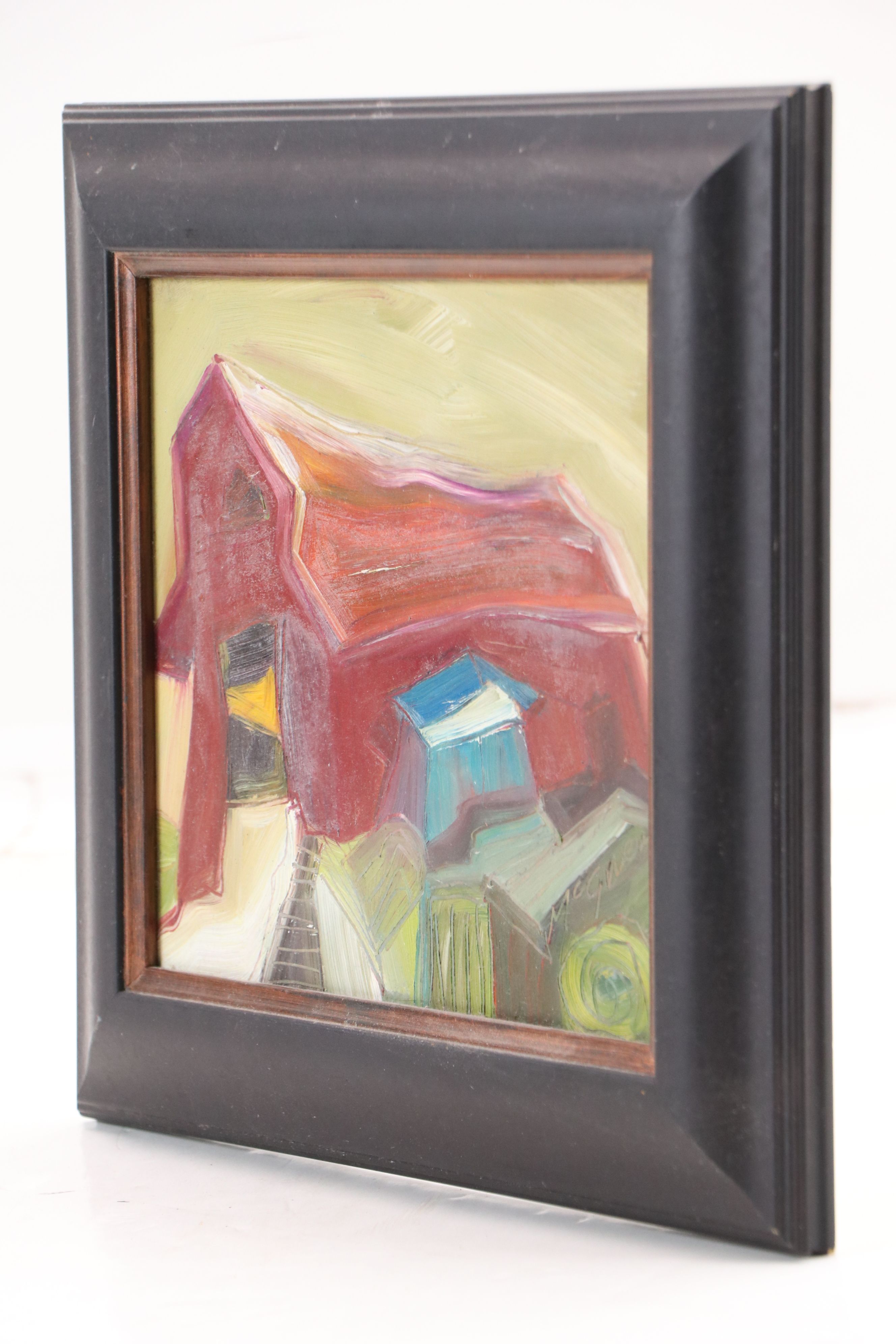 Landscape Oil Painting of Red Barn, 21st Century