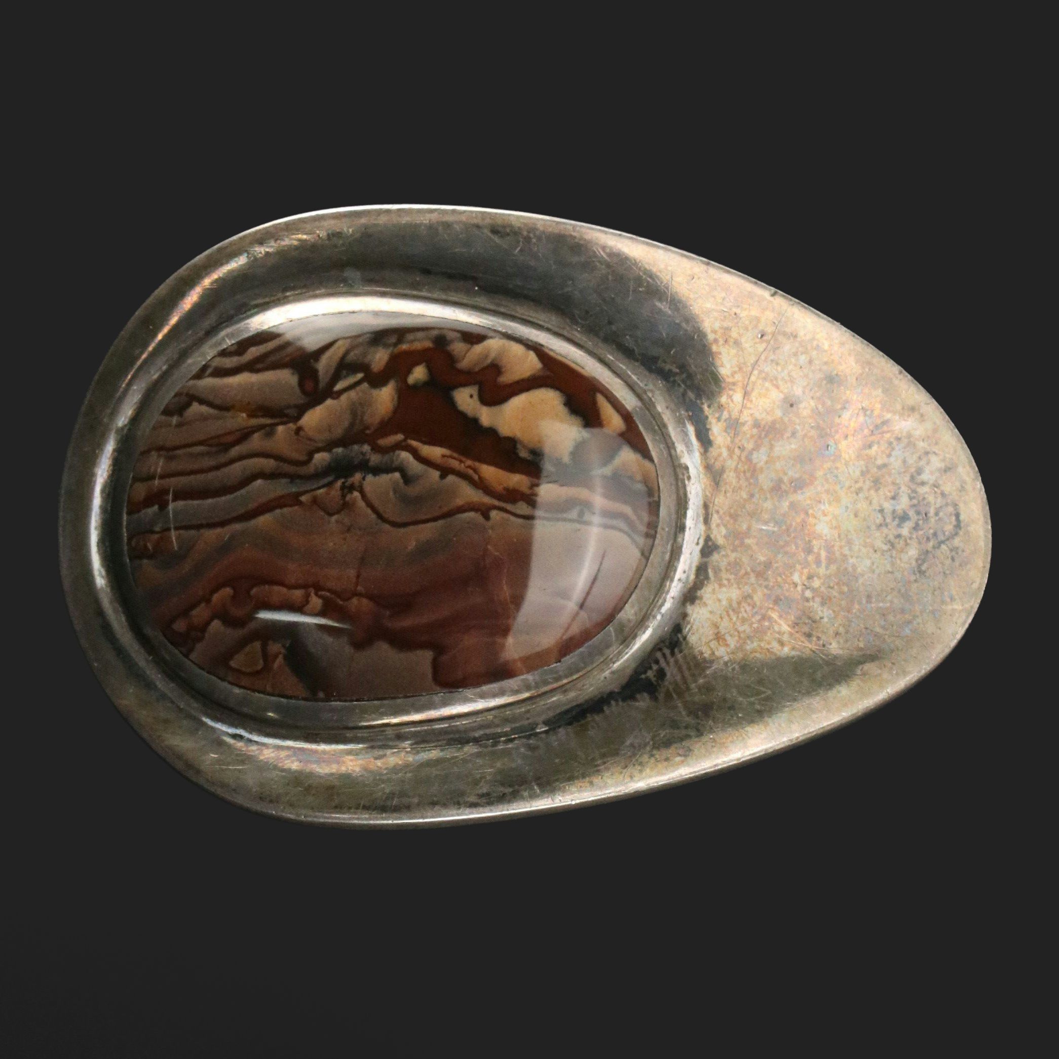 Charlie Chee Bowie Navajo Diné Sterling Silver Jasper Belt Buckle