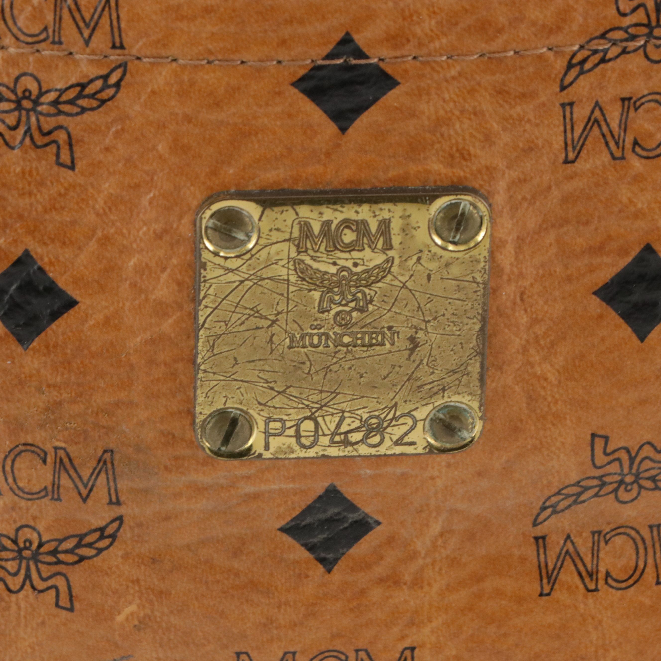 MCM Long Handle Tote Bag in Cognac Visetos Canvas