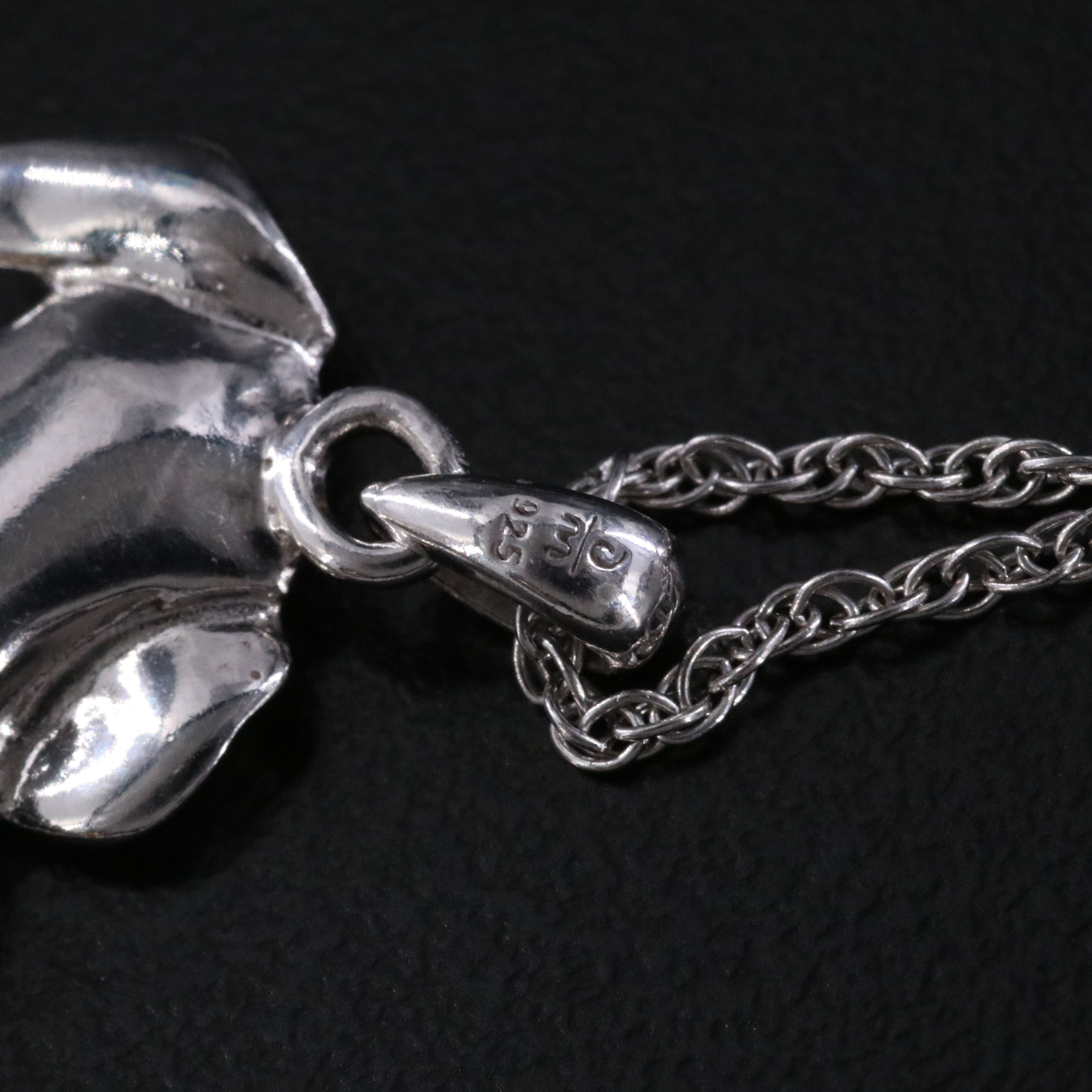 Sterling Diamond Accented Dachshund Pendant Necklace