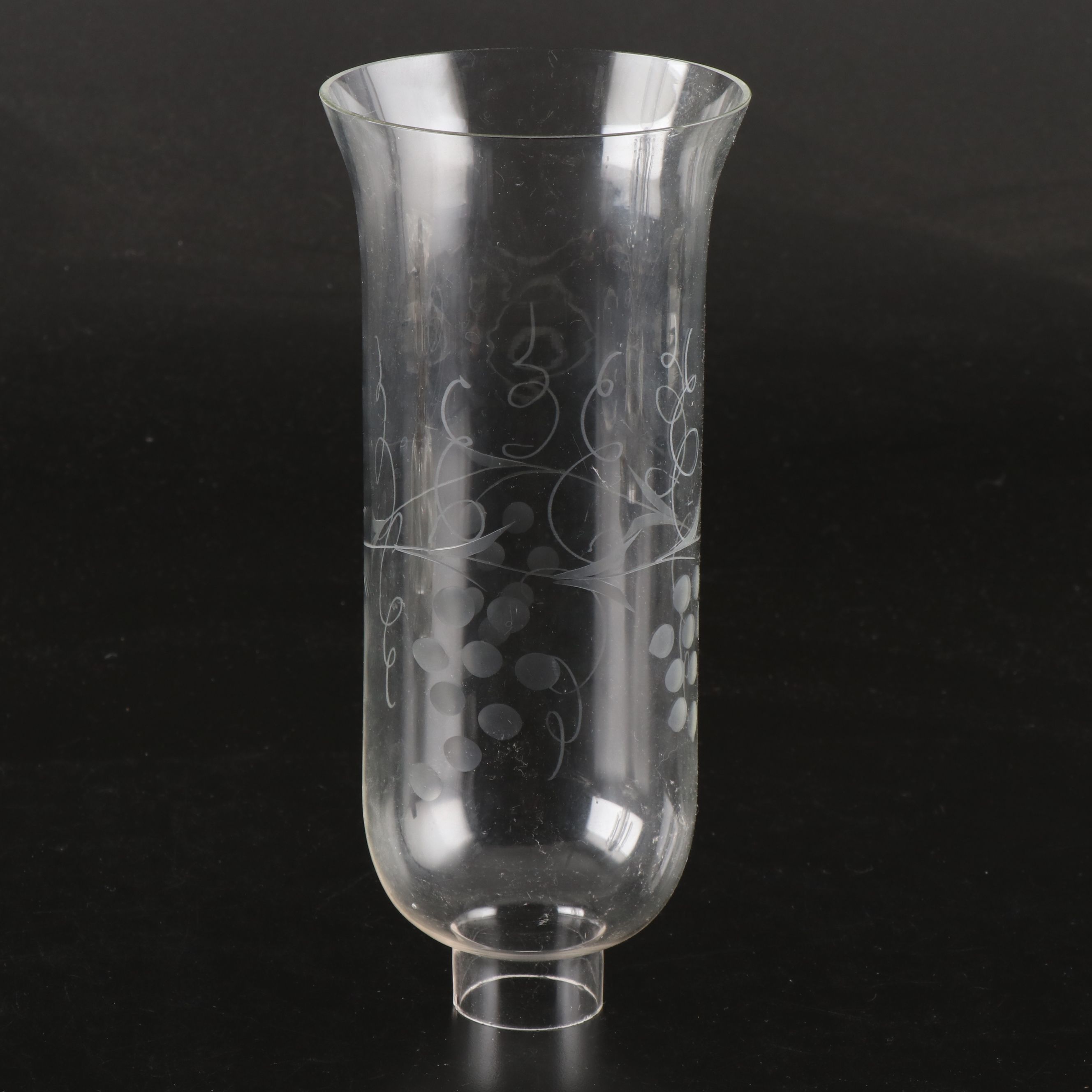 Giltmetal and Glass Grapevine Etched Mantle Luster Lamps with Hurricanes