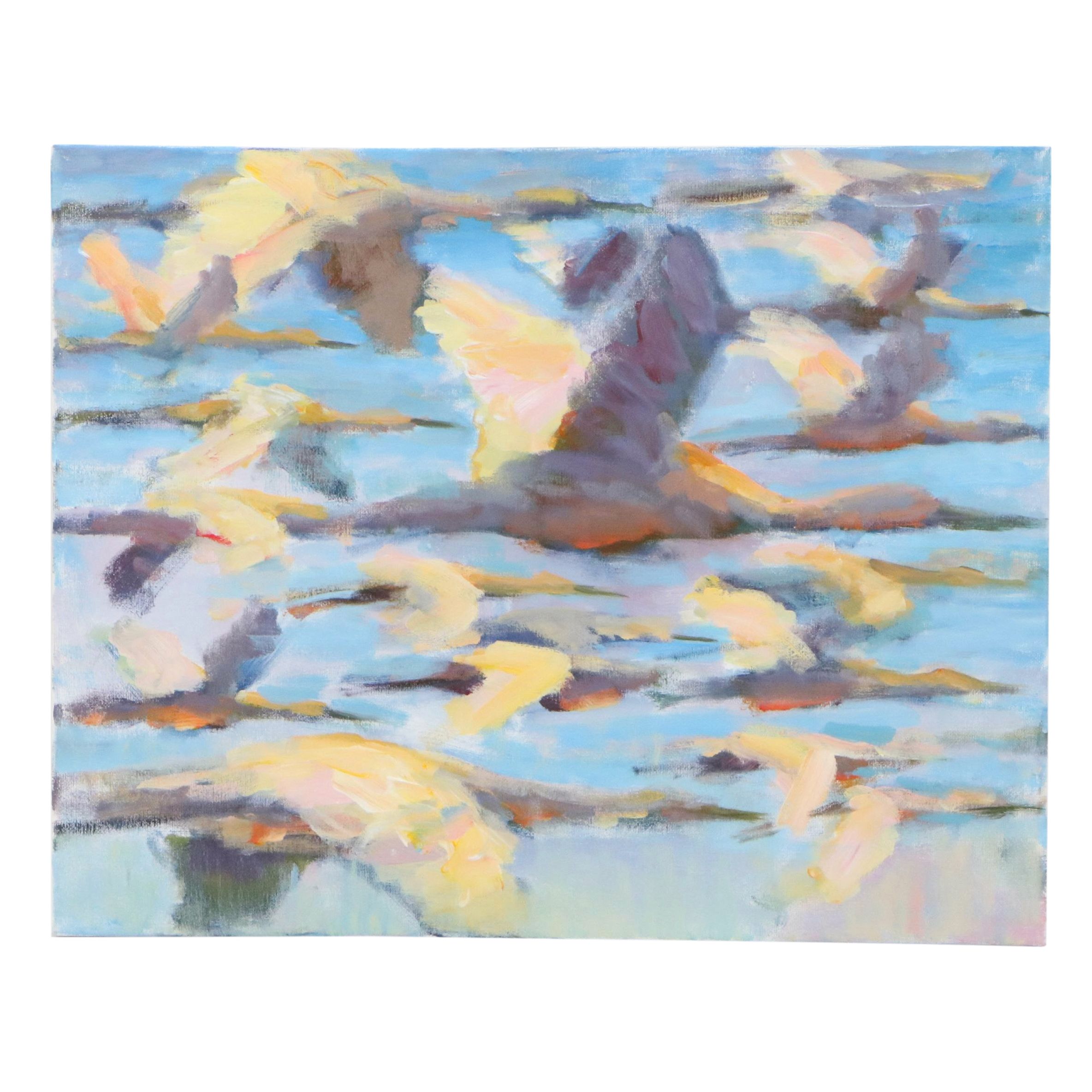 Elle Raines Acrylic Painting "Flock of Cranes #2," Circa 2026