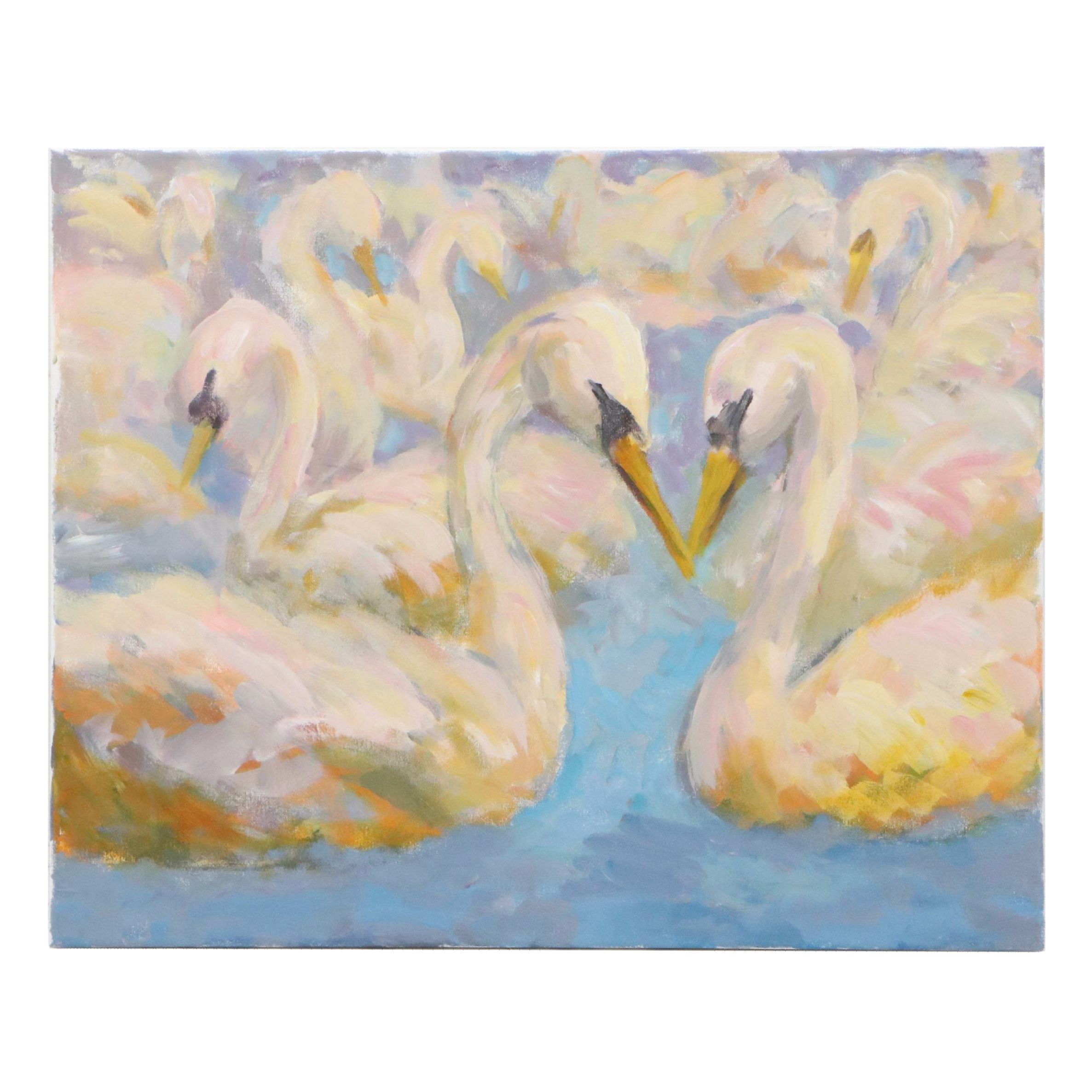 Elle Raines Acrylic Painting "Bevy of Swans #3," Circa 2026