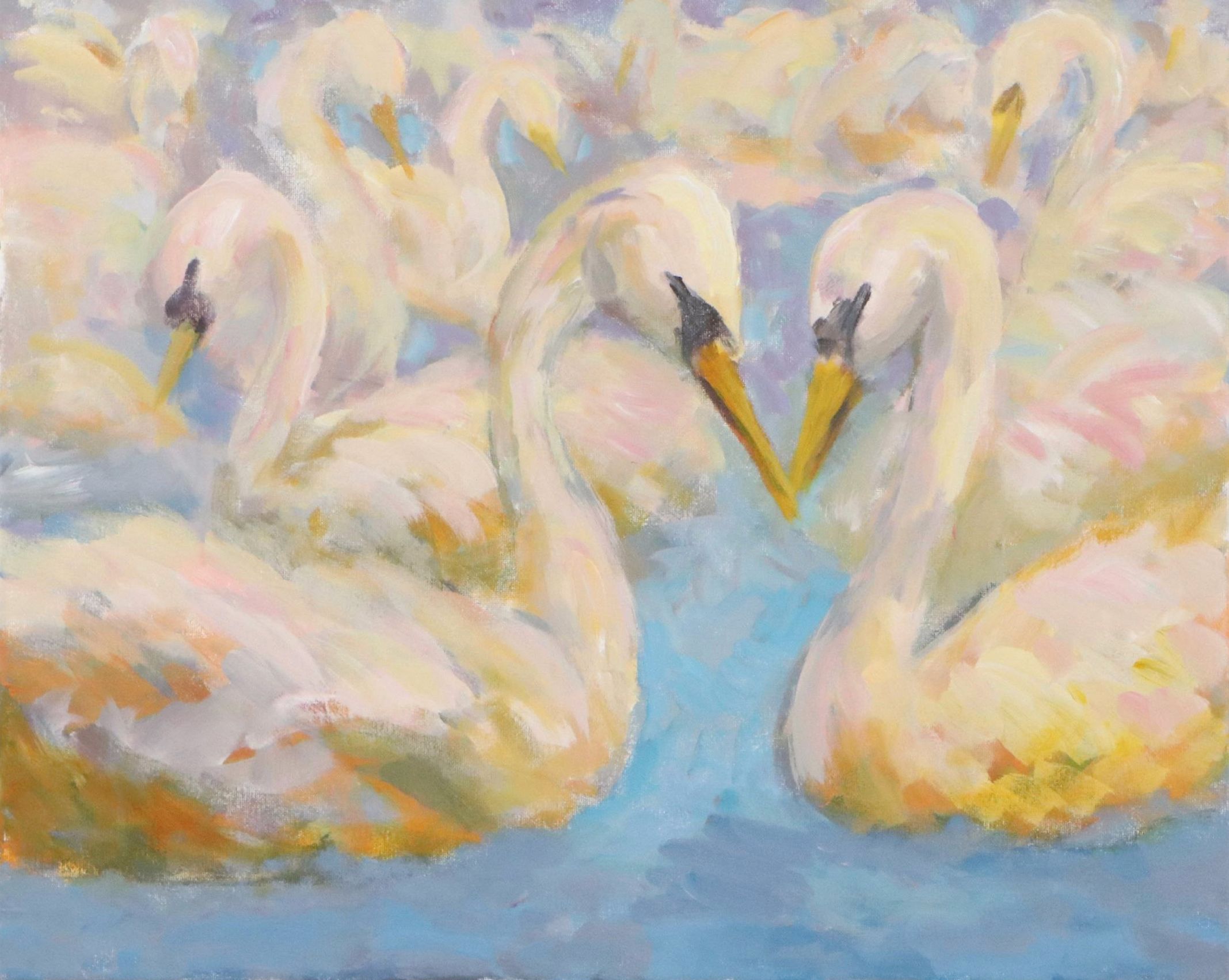 Elle Raines Acrylic Painting "Bevy of Swans #3," Circa 2026