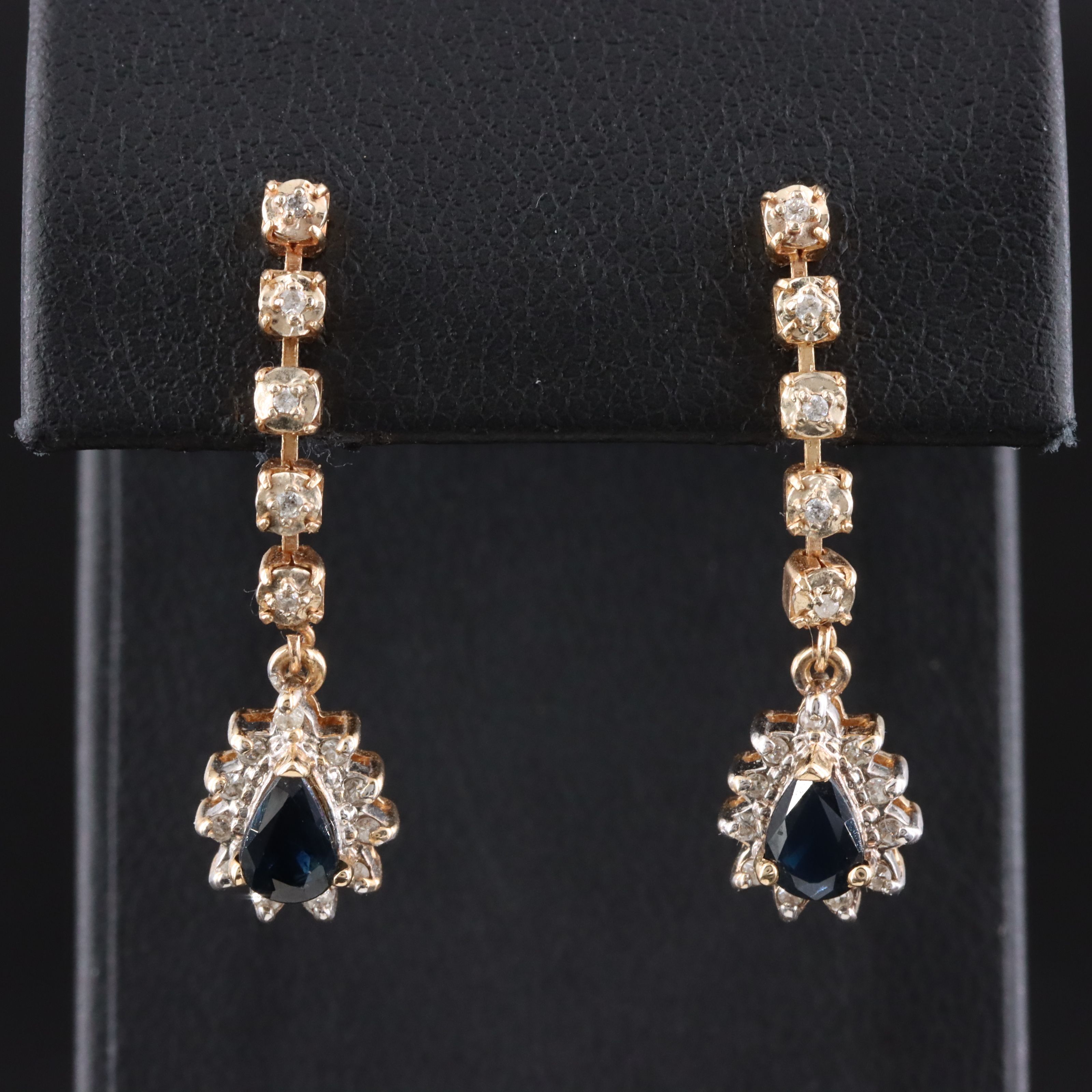 14K Sapphire and Diamond Drop Earrings