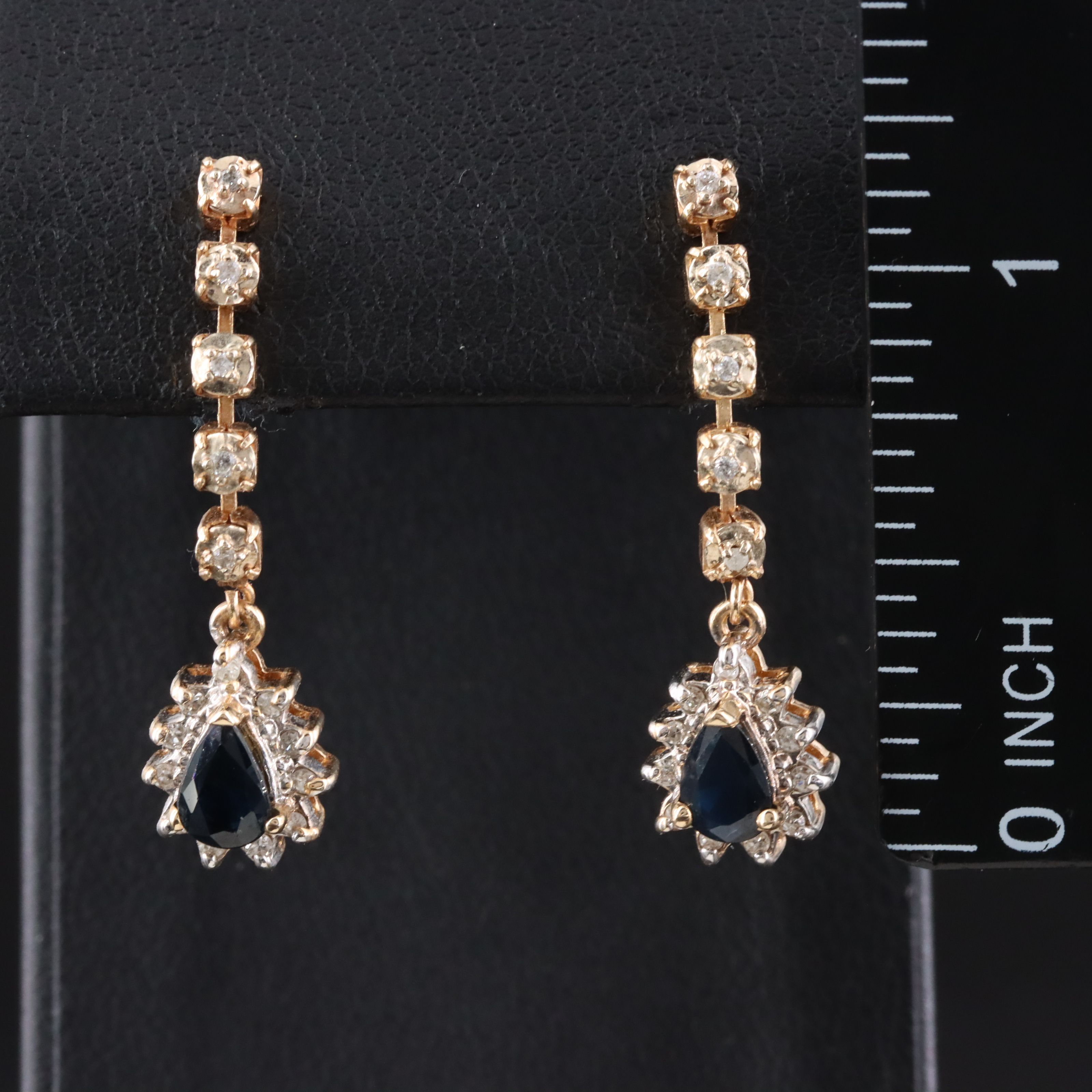 14K Sapphire and Diamond Drop Earrings