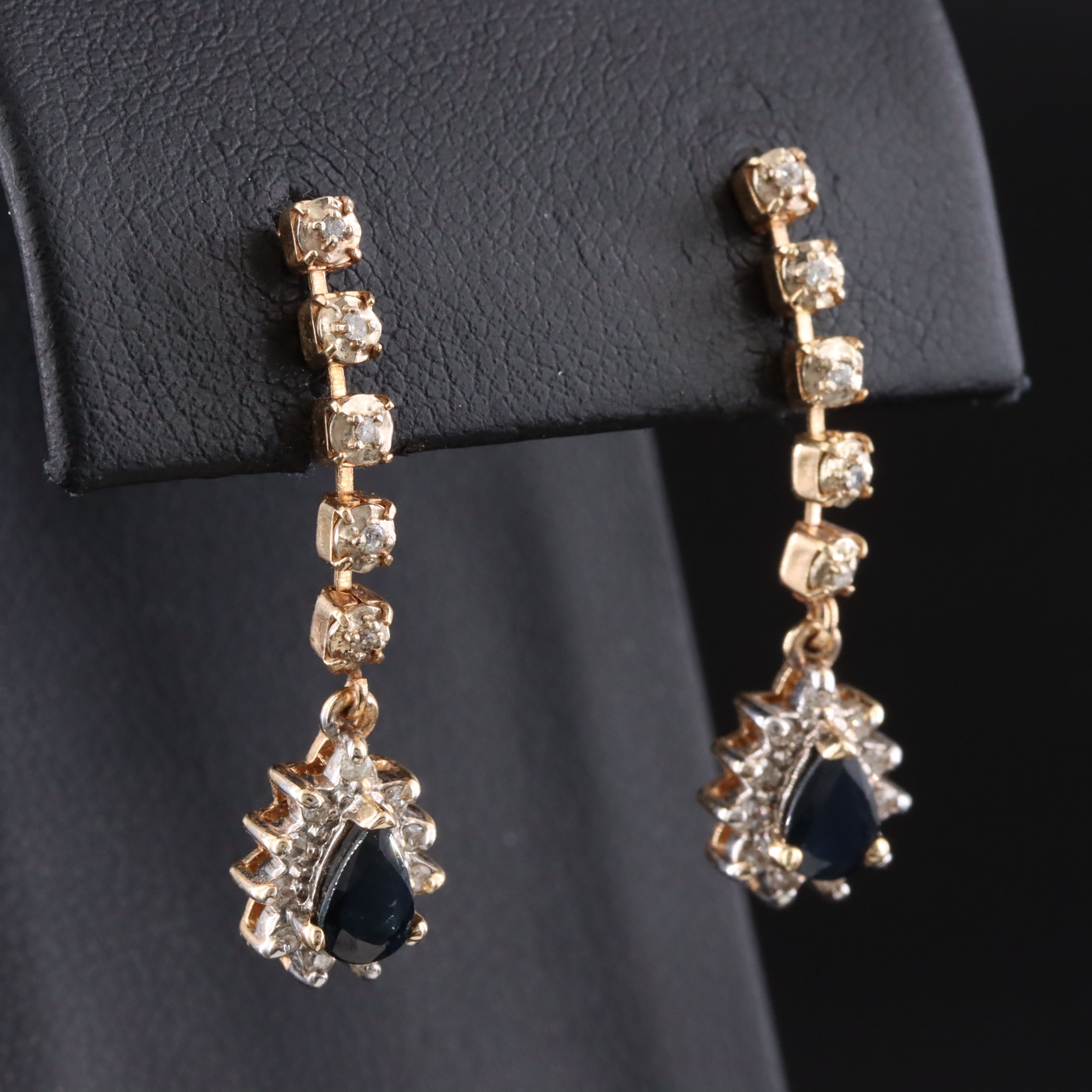 14K Sapphire and Diamond Drop Earrings