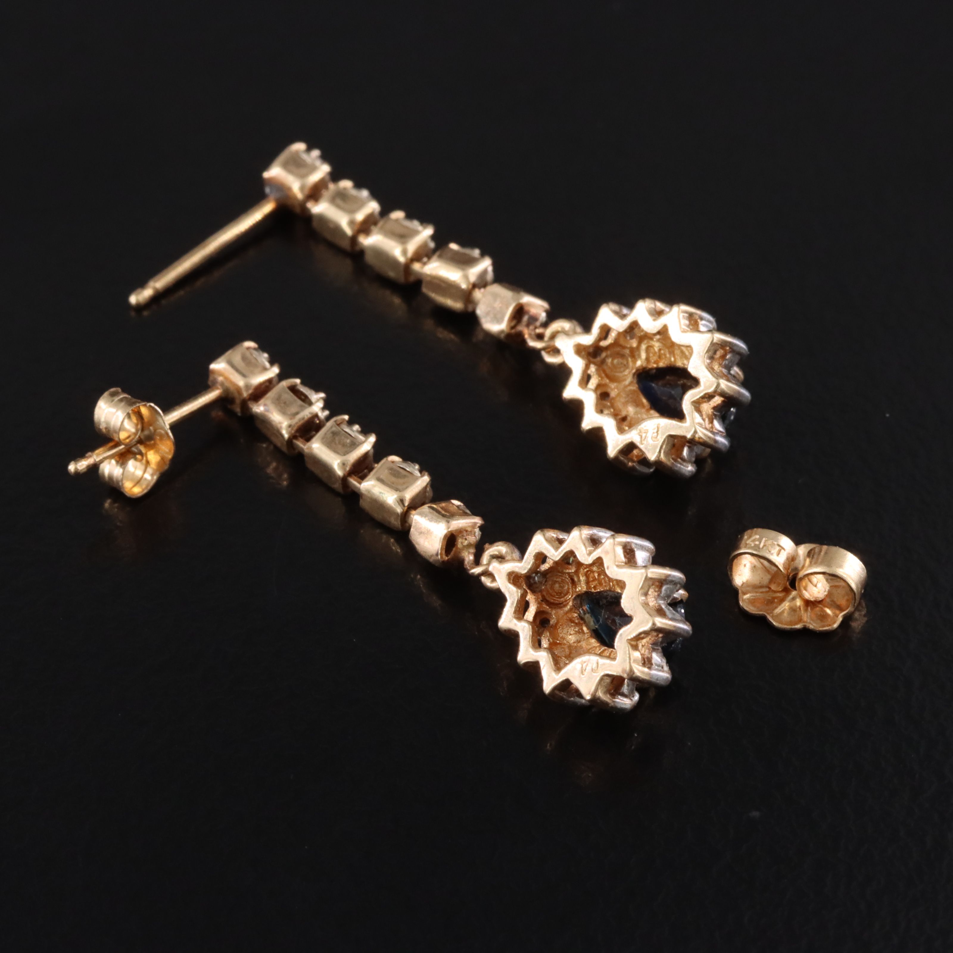 14K Sapphire and Diamond Drop Earrings
