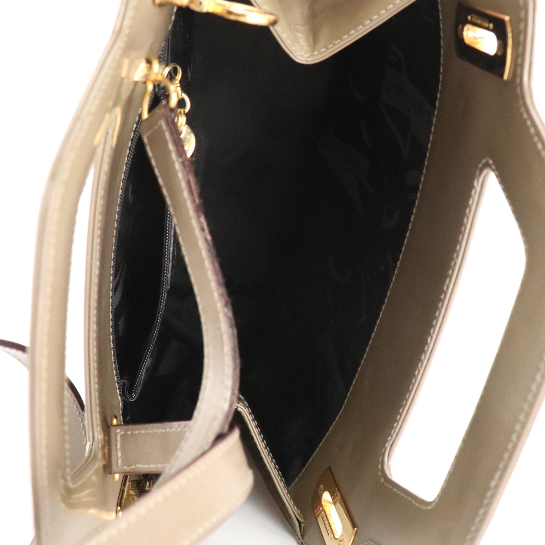 Salvatore Ferragamo Small Wanda Top Handle Two-Way Bag in Taupe Leather