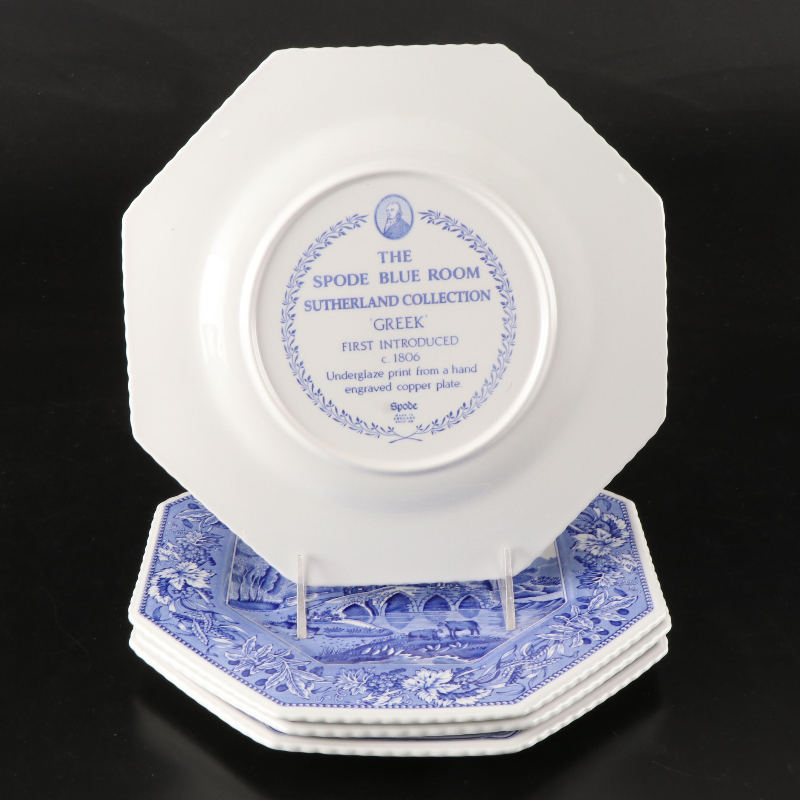 Godinger Silver Plate Candlesticks with Spode Blue Room Porcelain Plates