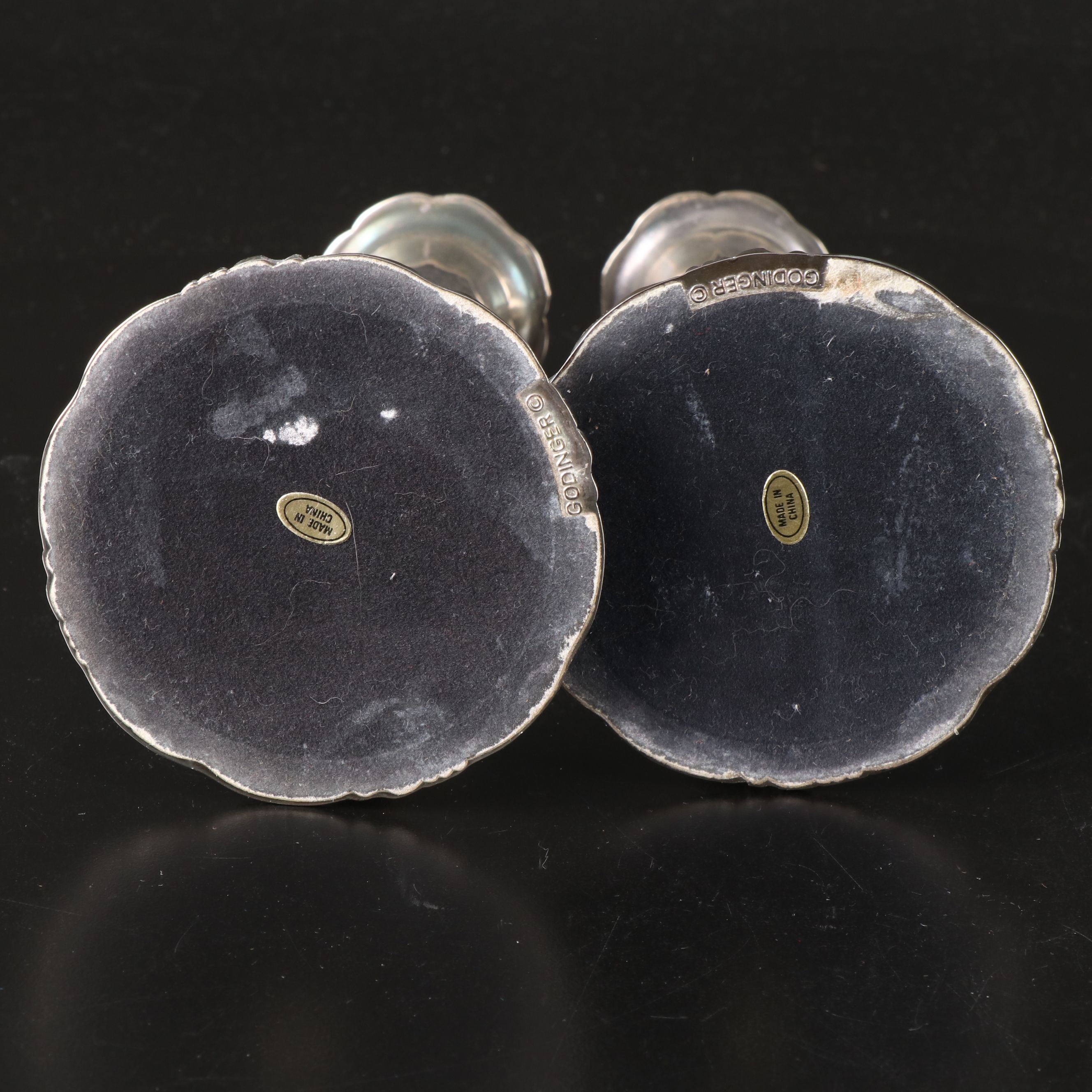 Godinger Silver Plate Candlesticks with Spode Blue Room Porcelain Plates