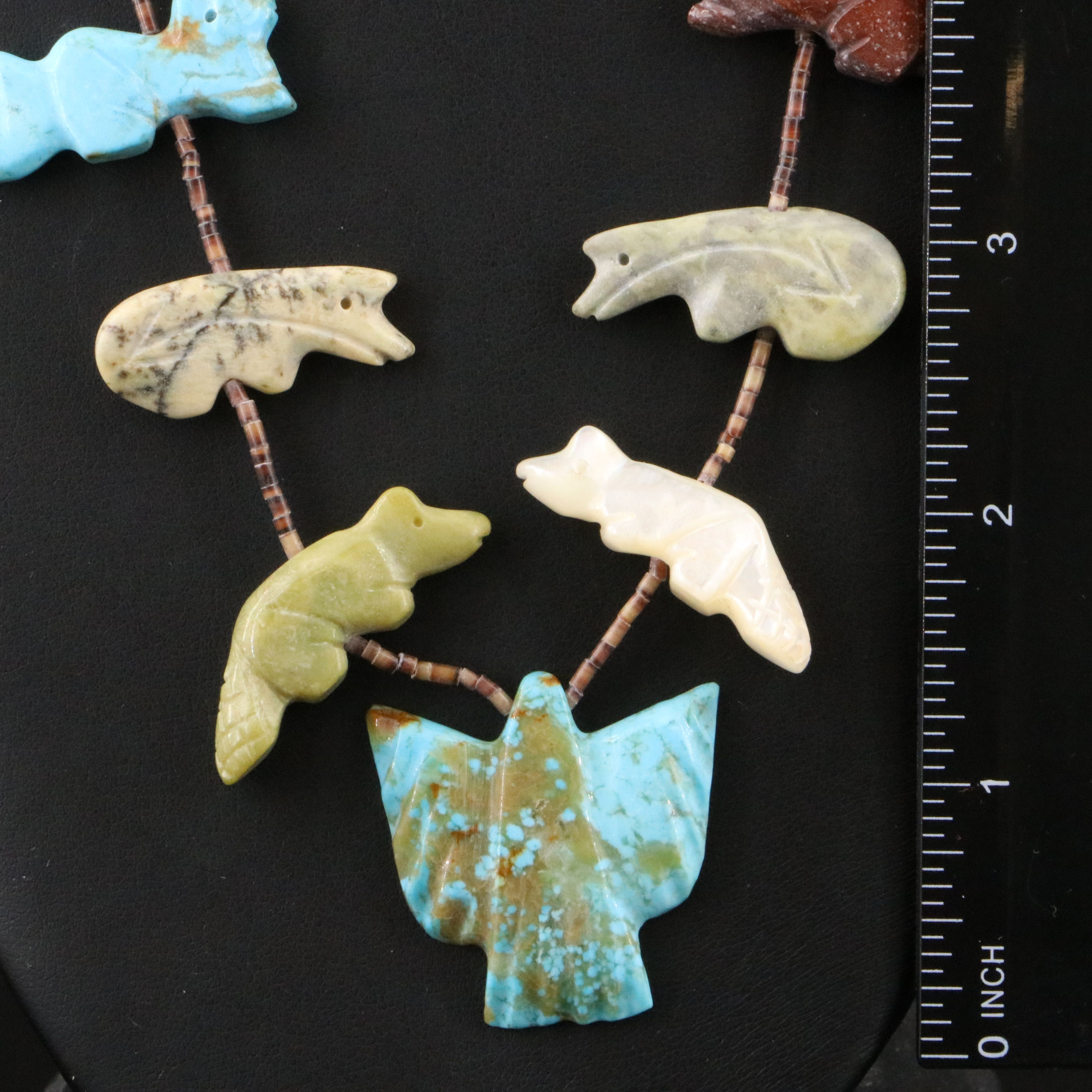 Southwestern Sterling Fetish Necklace Including Mother-of-Pearl and Shell