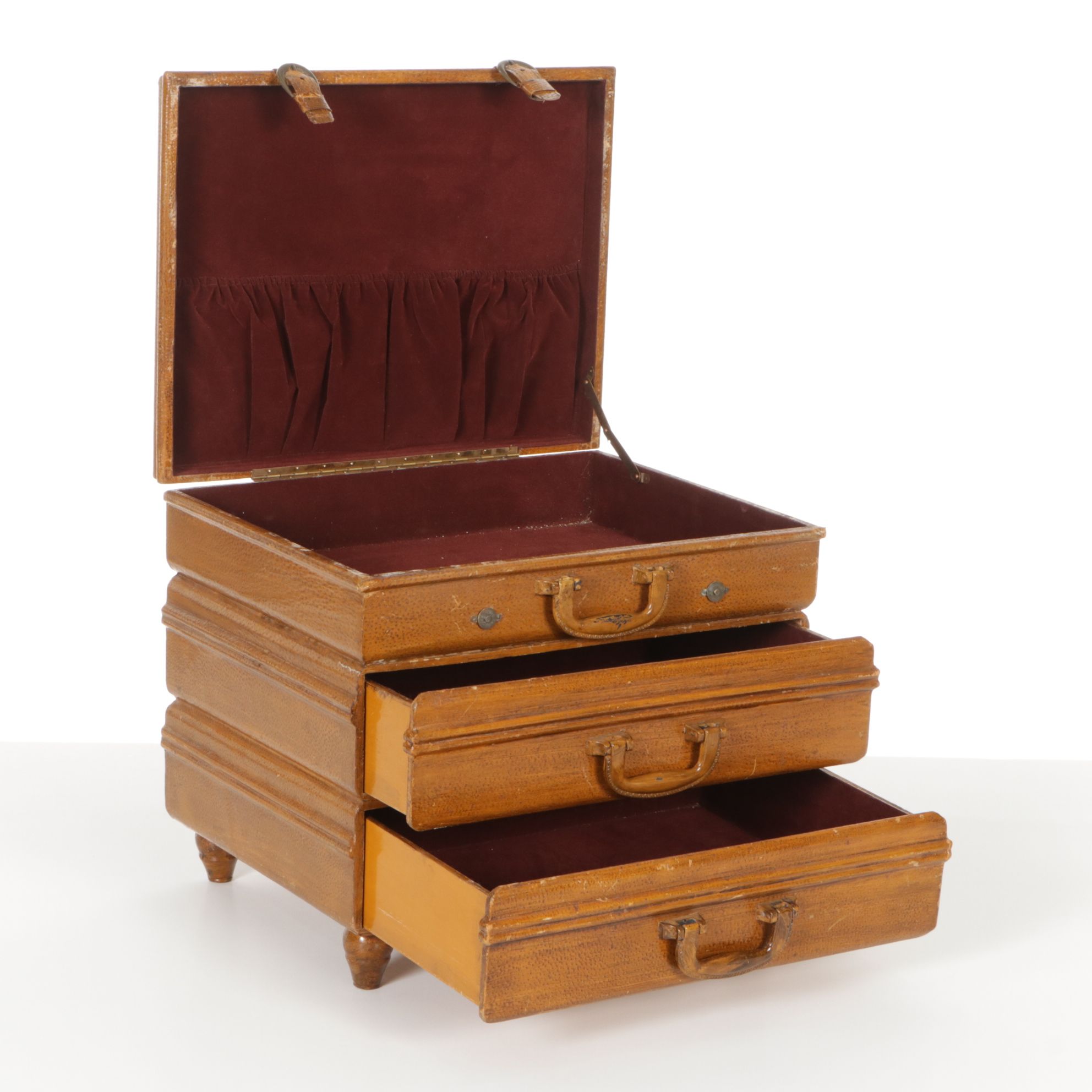 Faux Stacked Suitcase Form Chest