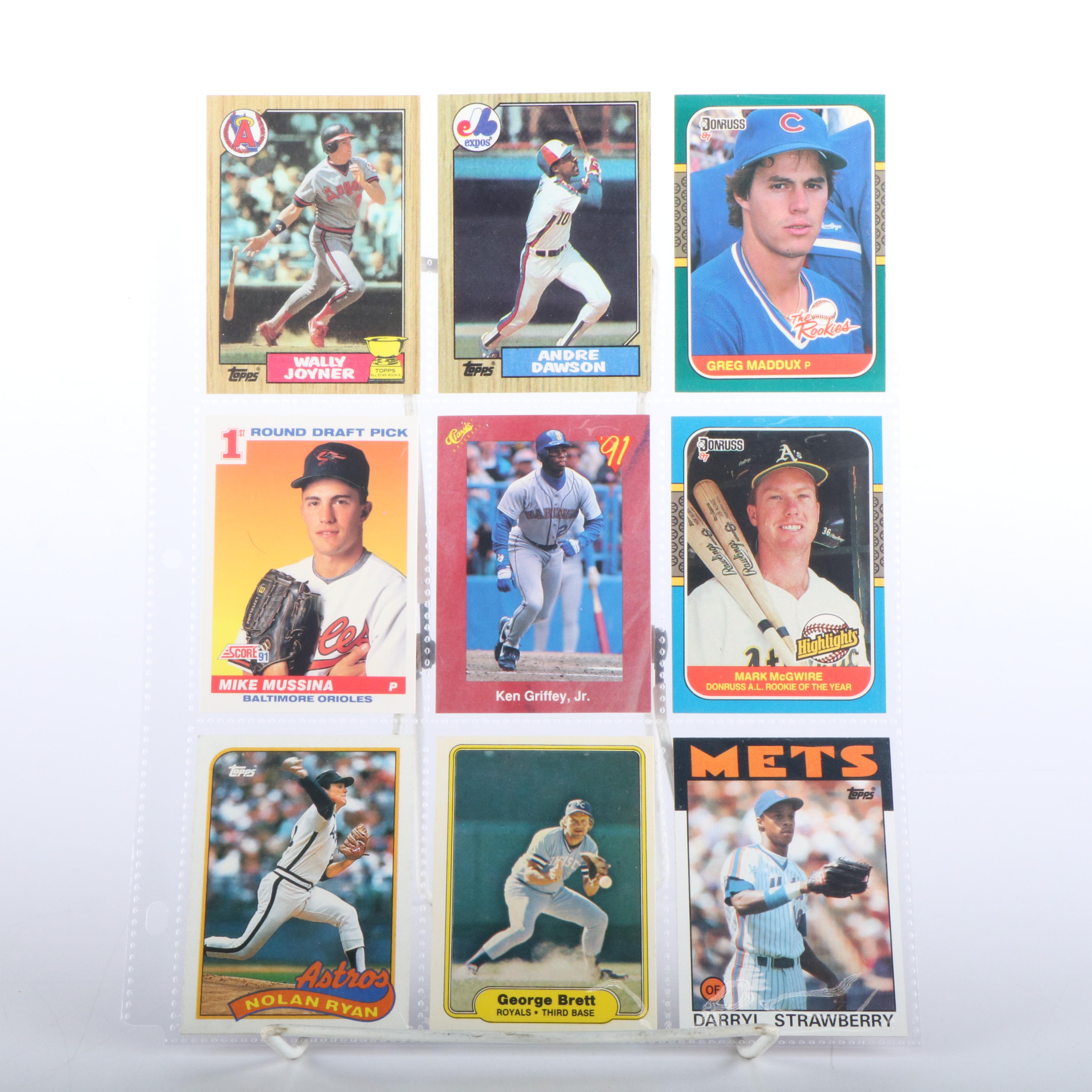 Donruss with Other Baseball Cards Featuring Greg Maddux and Mike Mussina Rookies