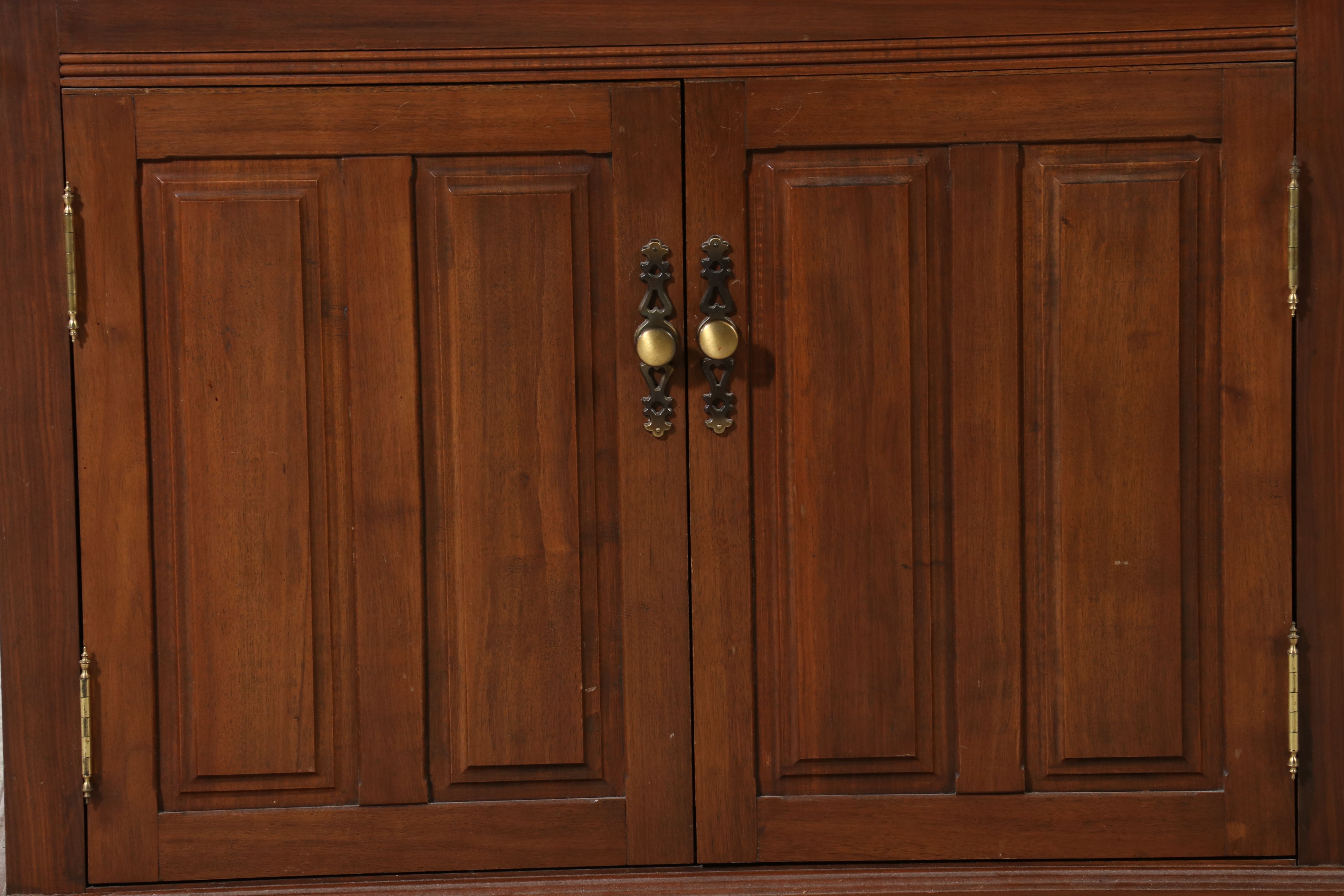 Colonial Revival Two-Piece Pine Bookcase Hutch, Mid to Late 20th Century