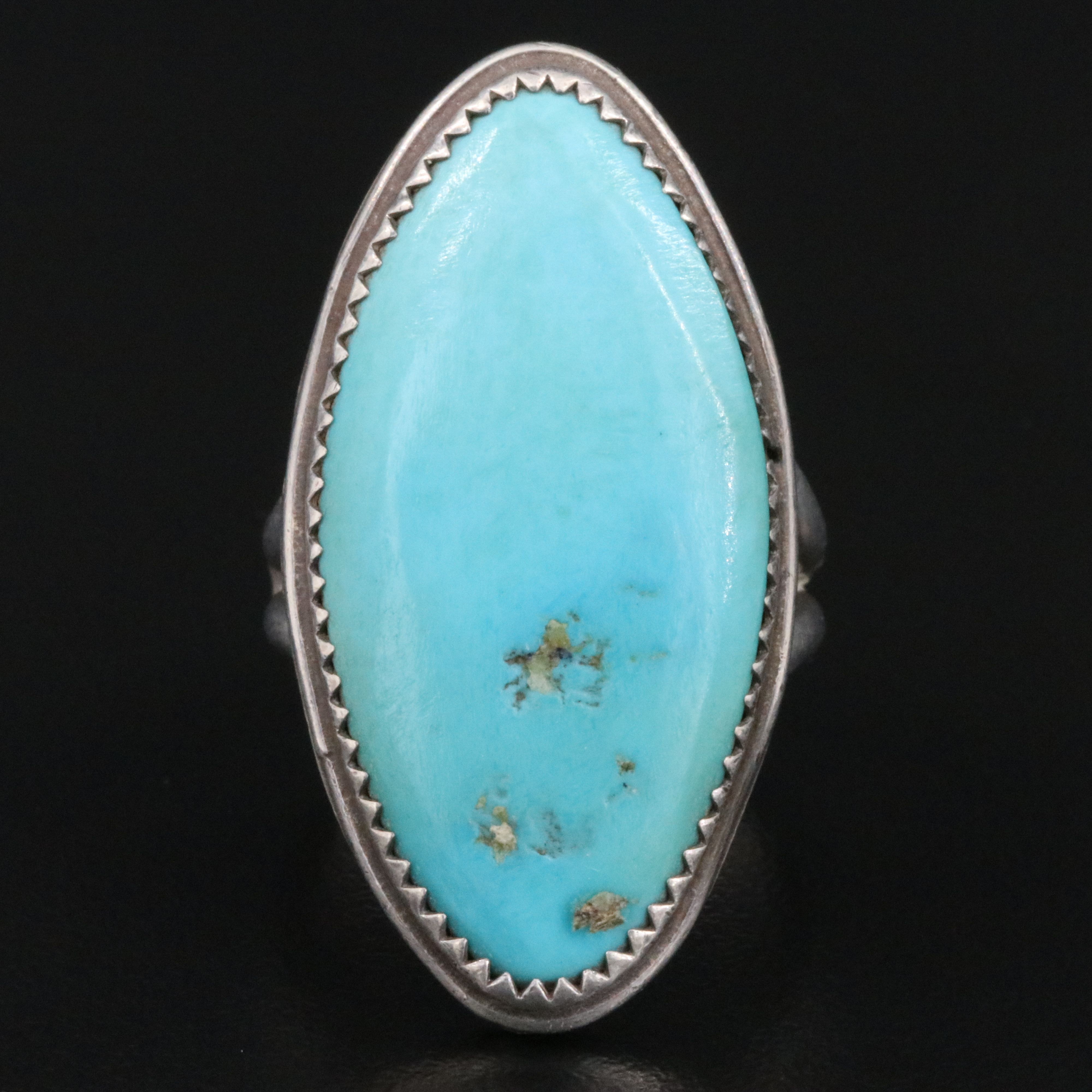Southwestern Sterling Turquoise Pointer Ring