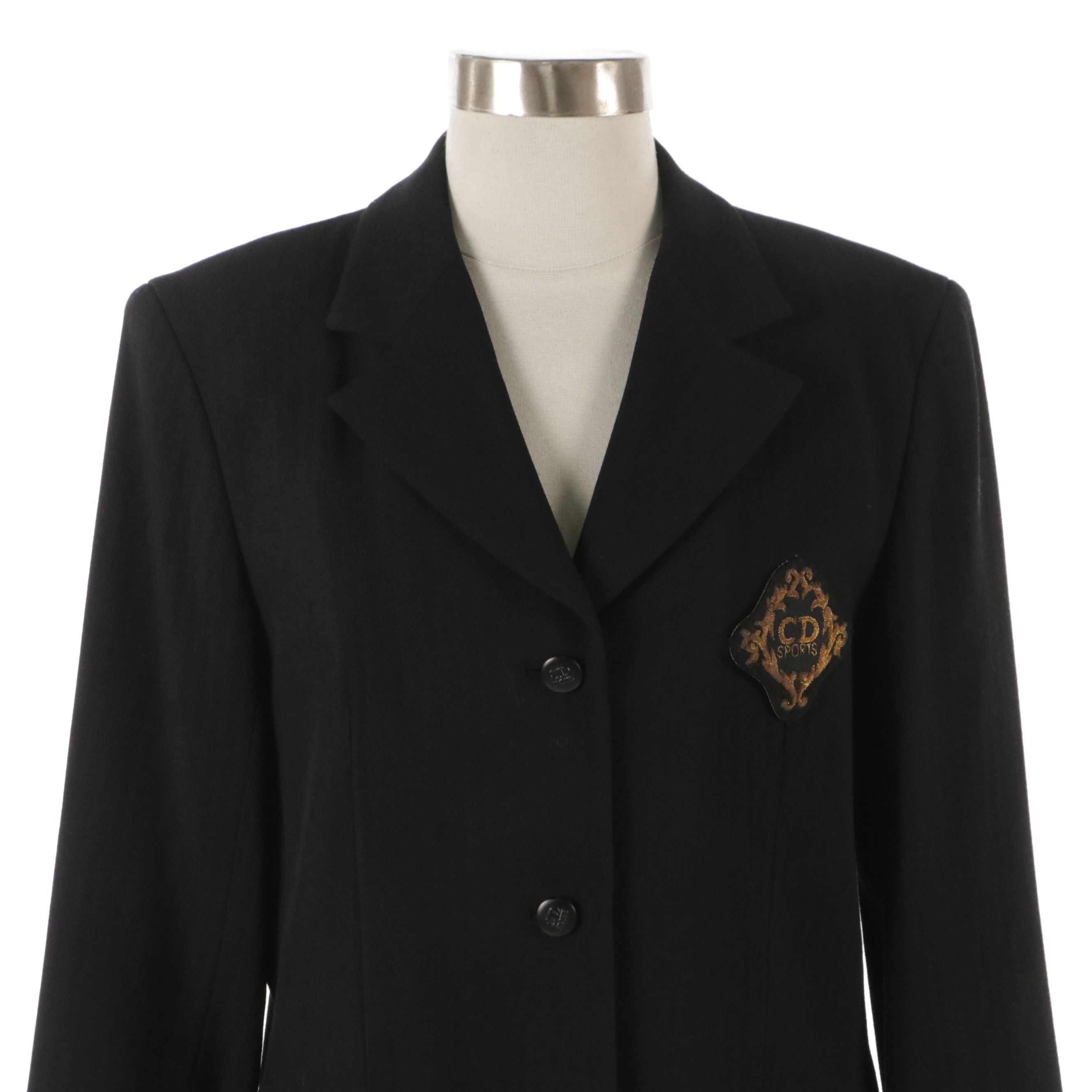 Christian Dior Sports Black Three-Button Blazer with Embroidered Logo