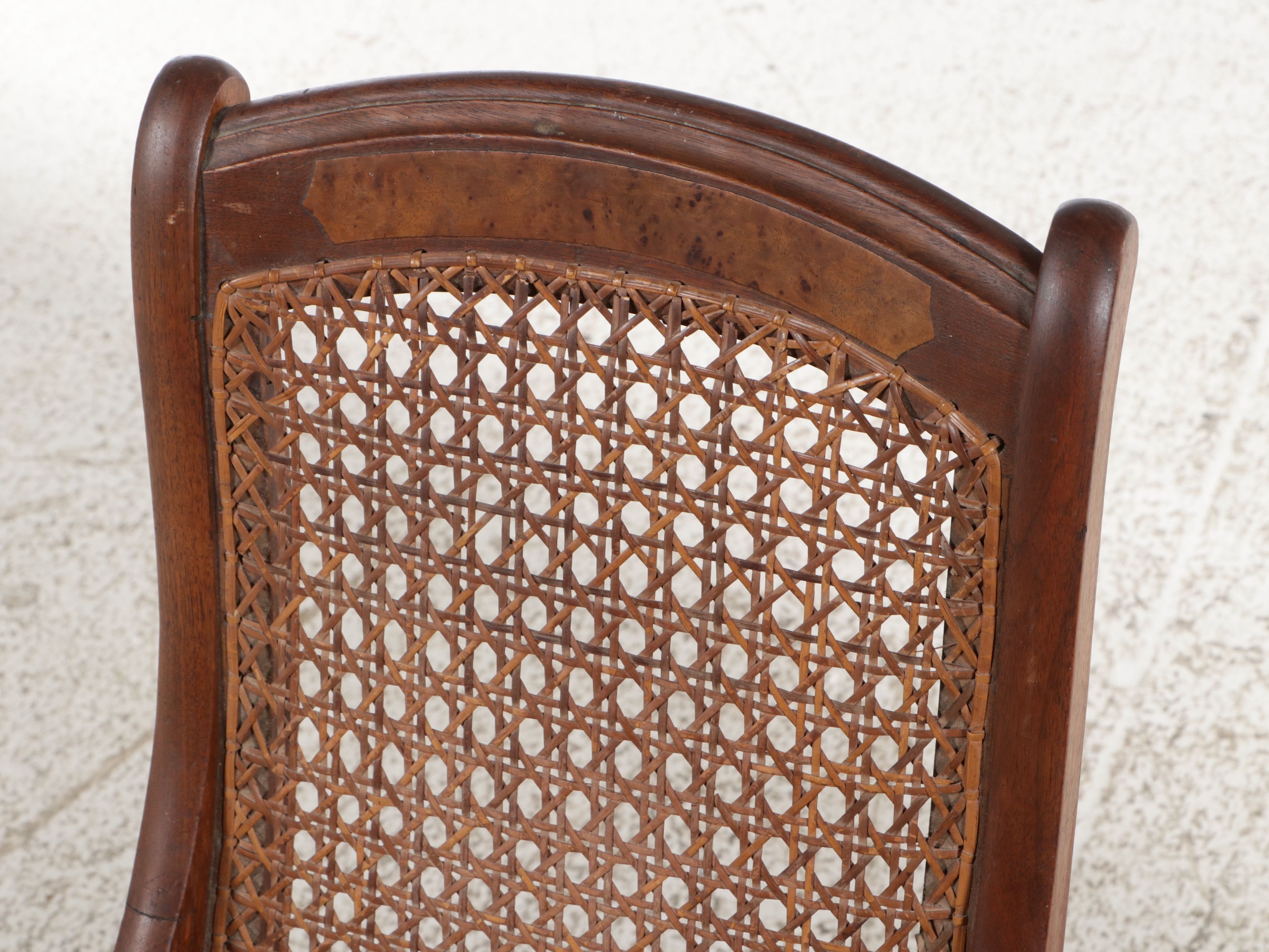 Assembled Pair of Sheraton Revival Caned Rocking Chairs