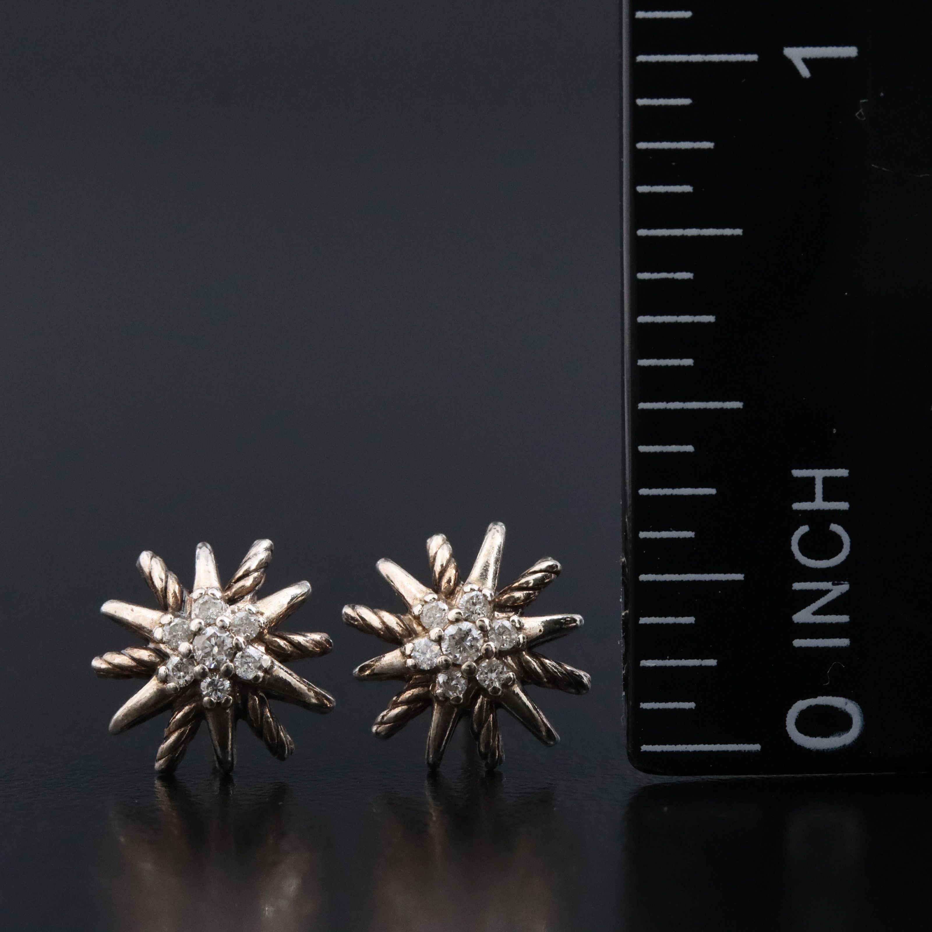 David Yurman Starburst Sterling and Diamond Earrings