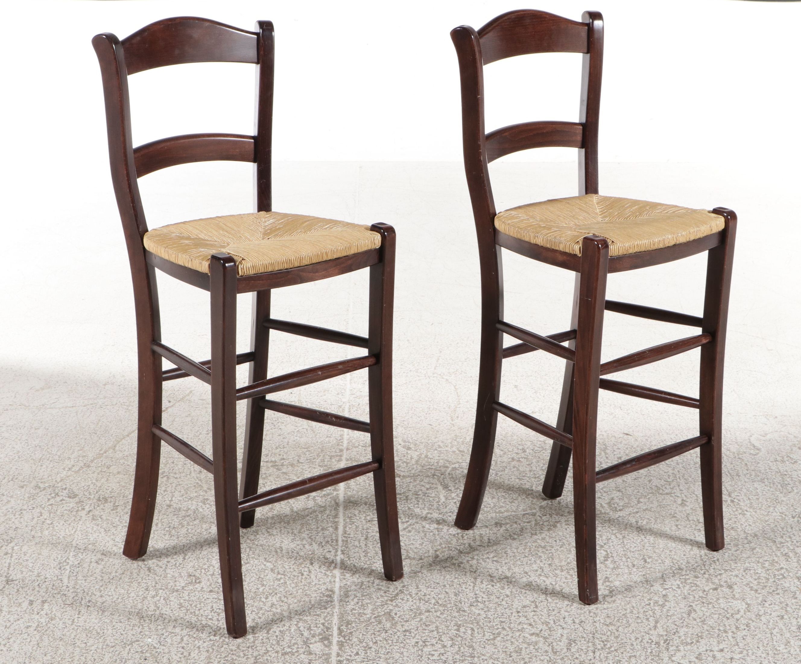 Pair of Pottery Barn Barstools with Rush Seats