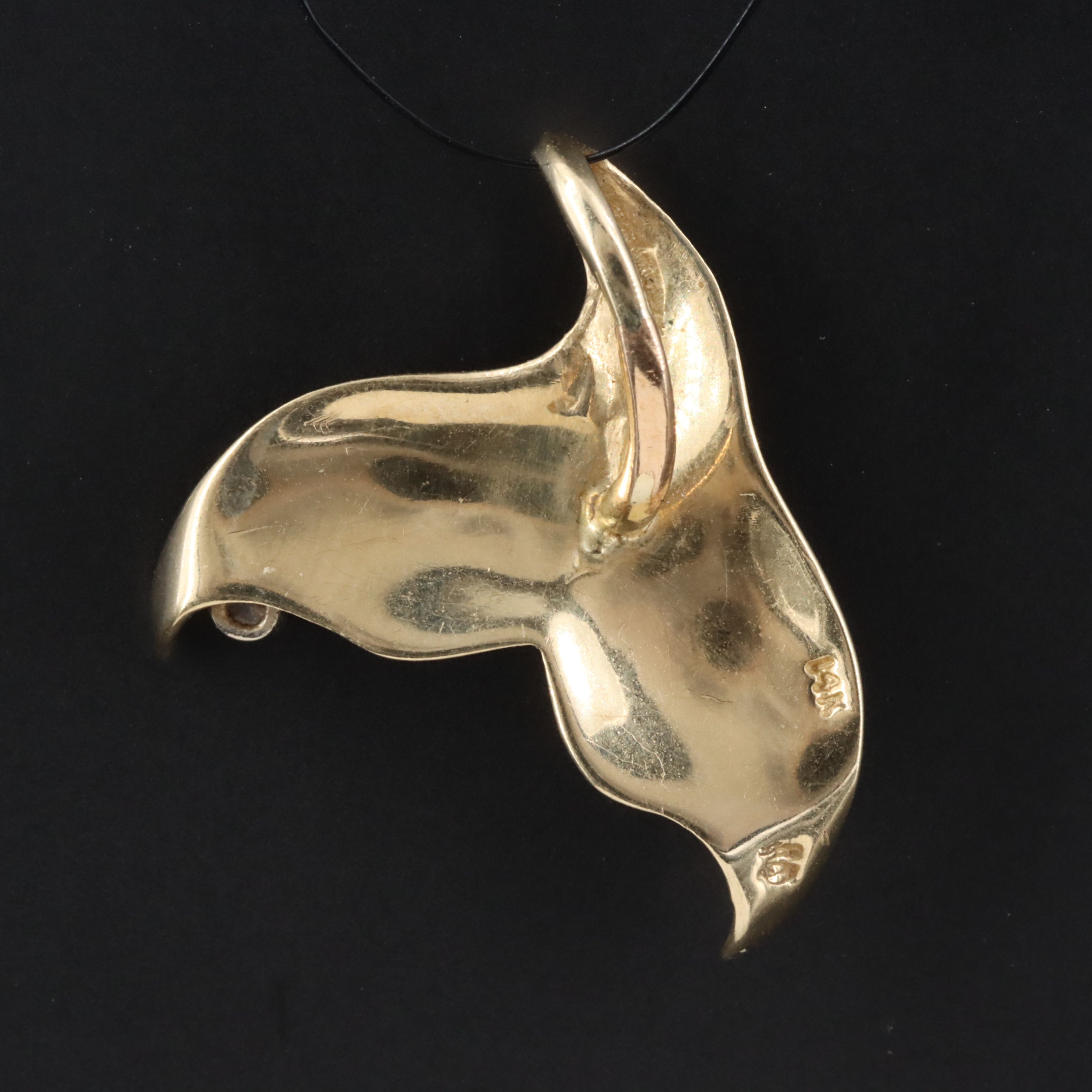 14K 0.03 CT Diamond Whale Tail Pendant