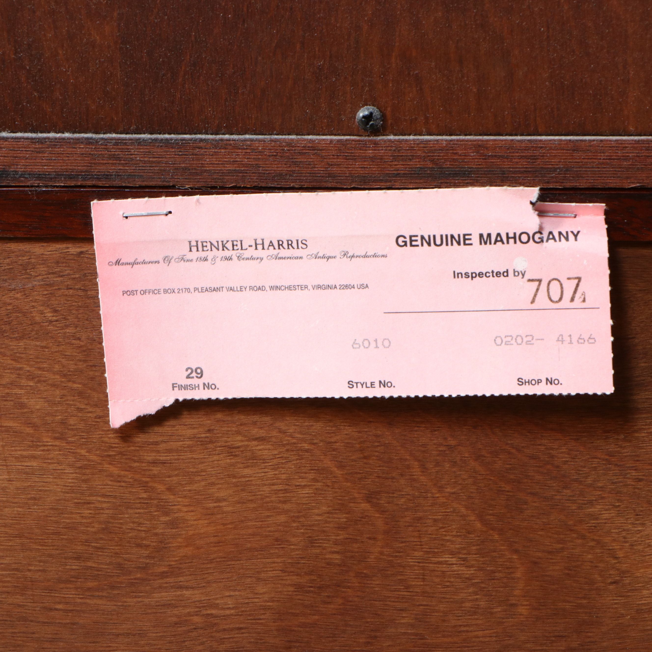 Henkle-Harris Mahogany Secretary Desk